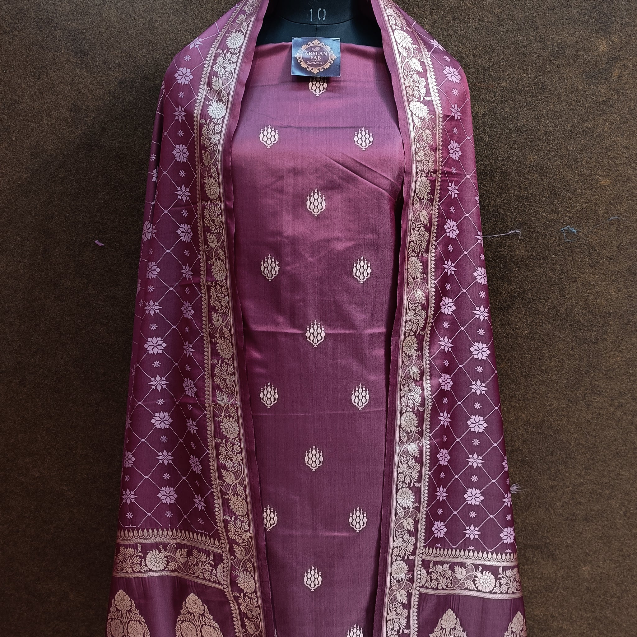 Banarasi Mashru Silk L Purple Suit