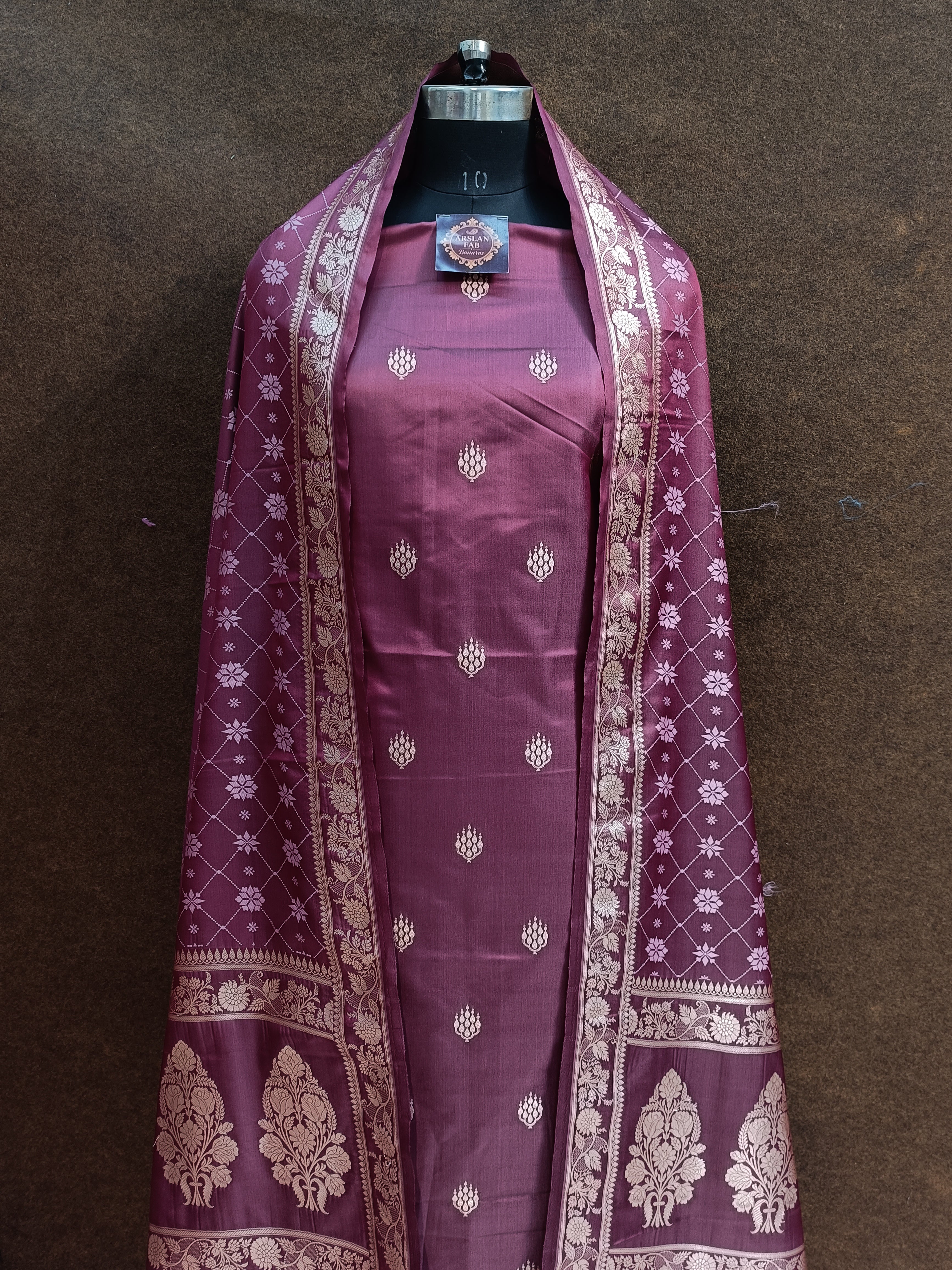 Banarasi Mashru Silk L Purple Suit