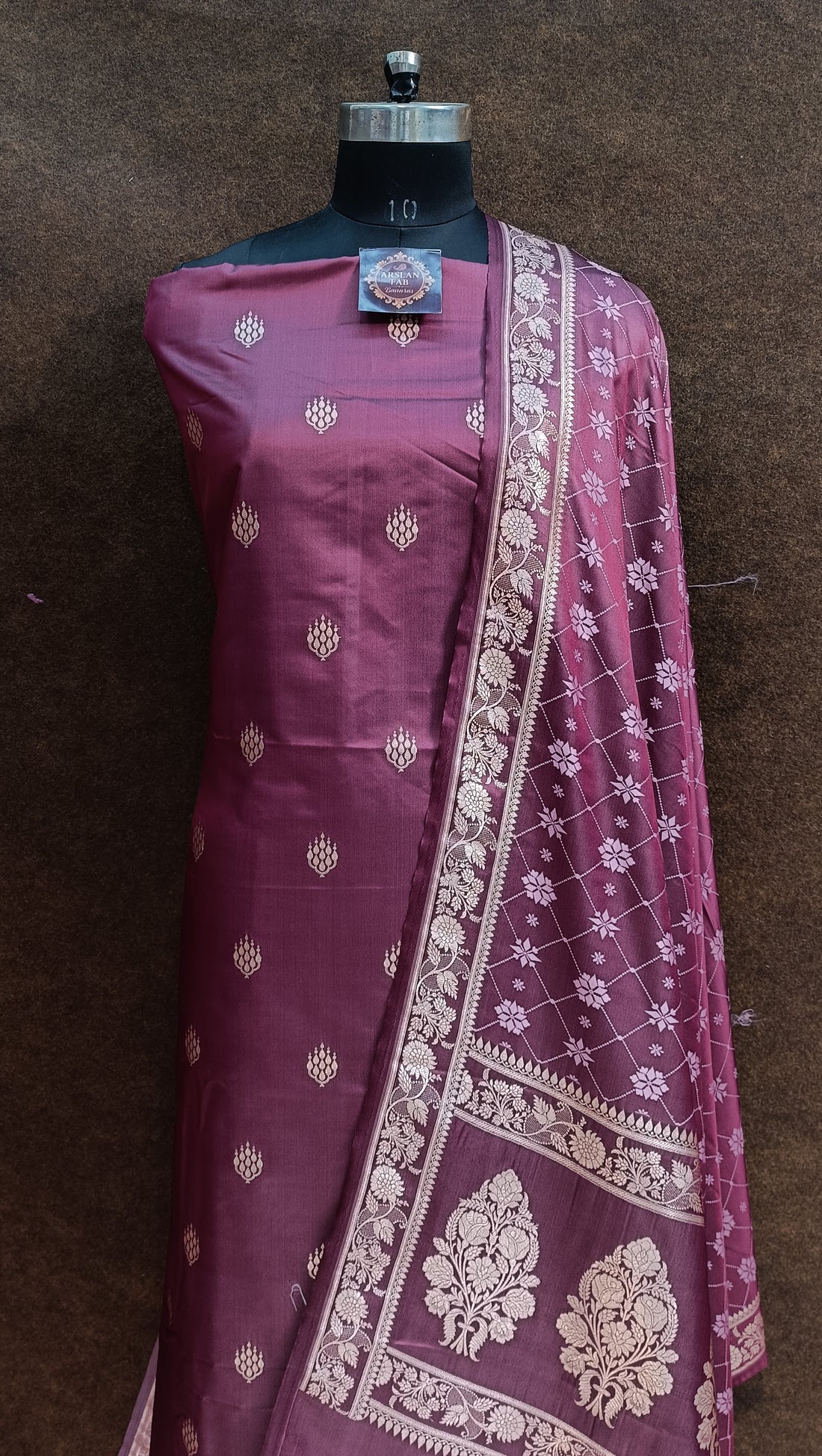 Banarasi Mashru Silk L Purple Suit