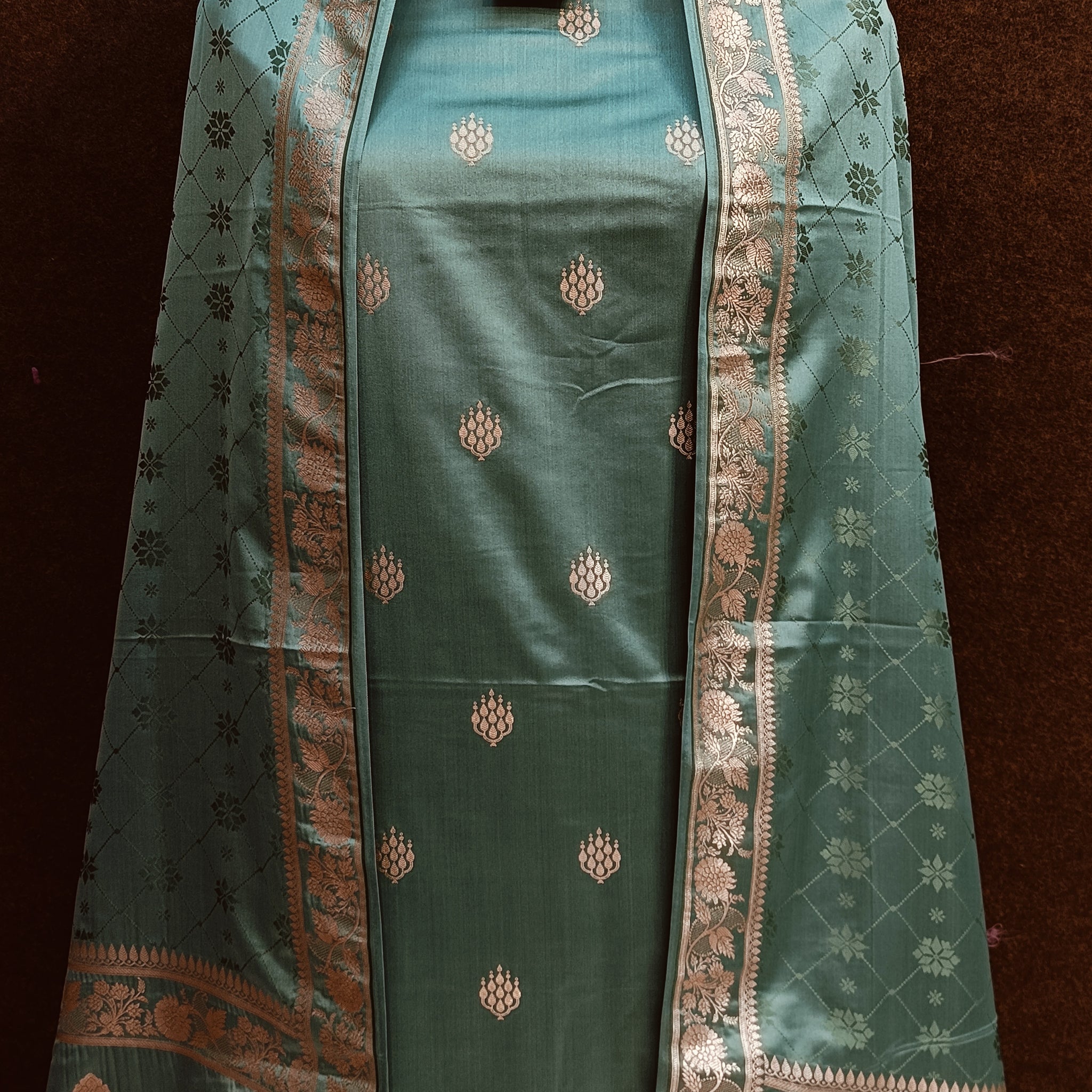 Banarasi Mashru Silk D Pista Suit