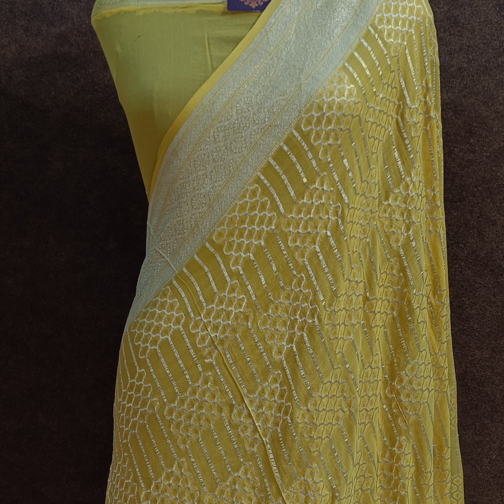 Banarasi pure Georjette Yellow Saree