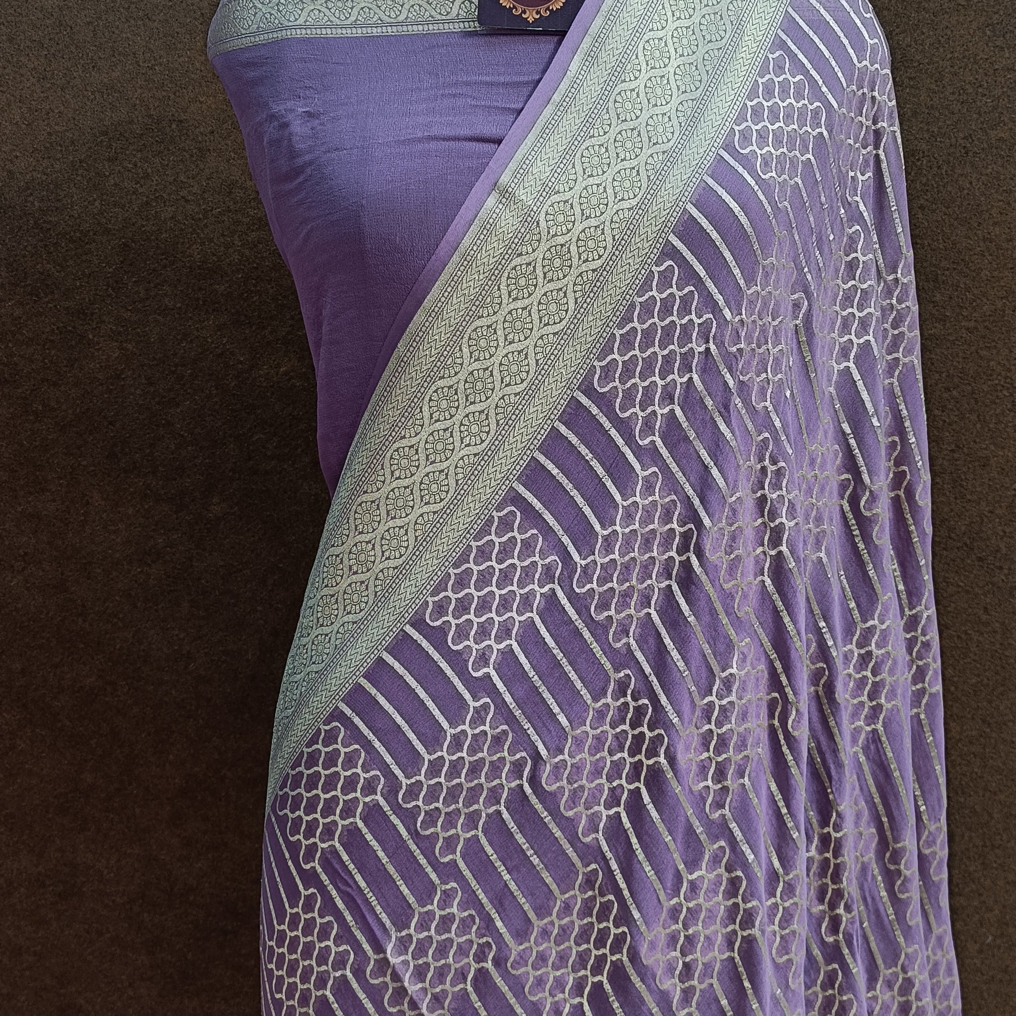 Banarasi Pure Georjette Purple Saree