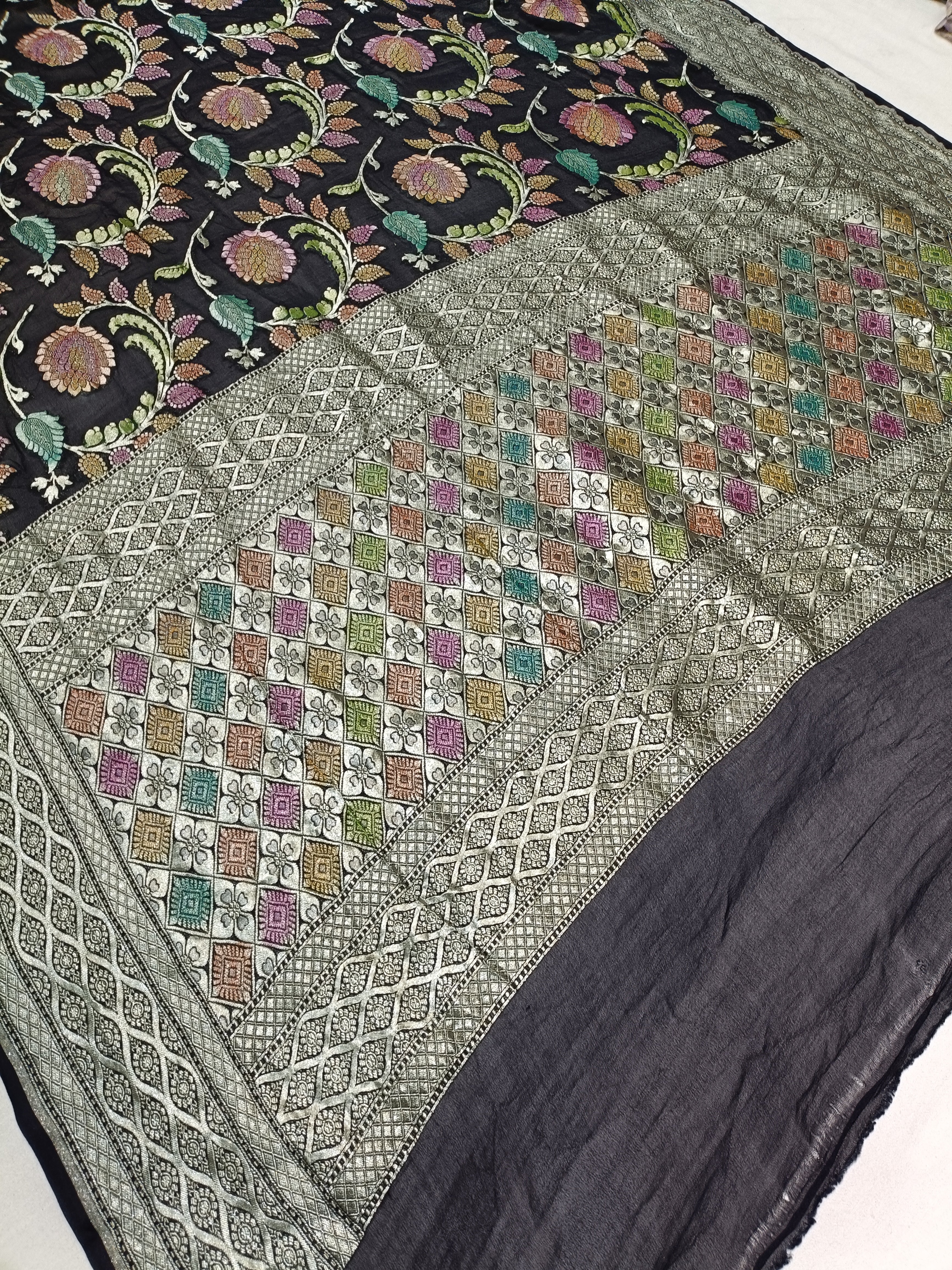 Banarasi Pure Georjette Black Rangkat Saree
