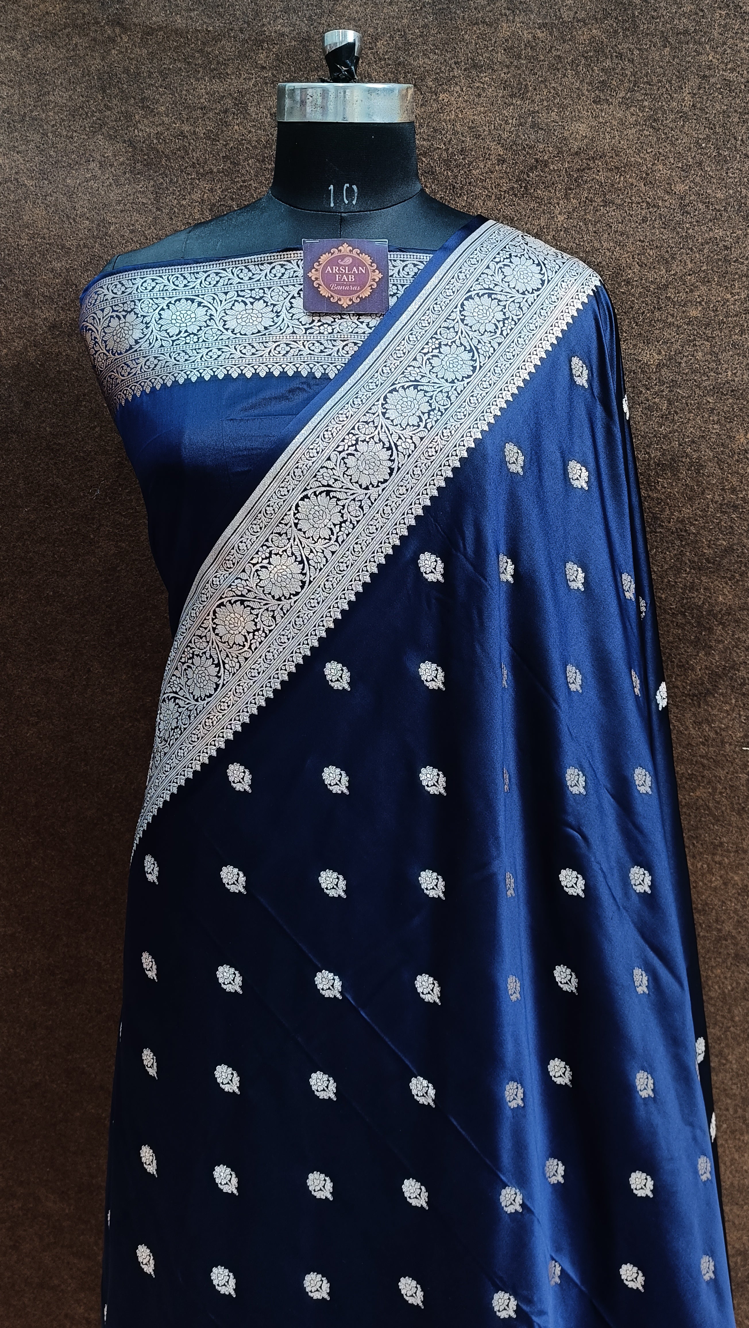 Banarasi Mashru Slik Navy Blue Saree