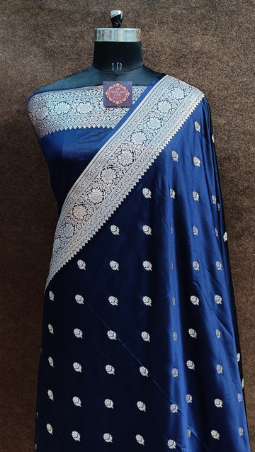 Banarasi Mashru Slik Navy Blue Saree