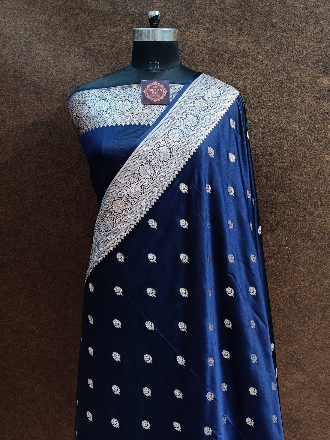 Banarasi Mashru Slik Navy Blue Saree
