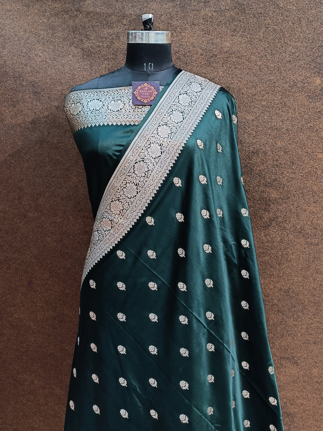 Banarasi Mashru Silk Bottel Green Saree