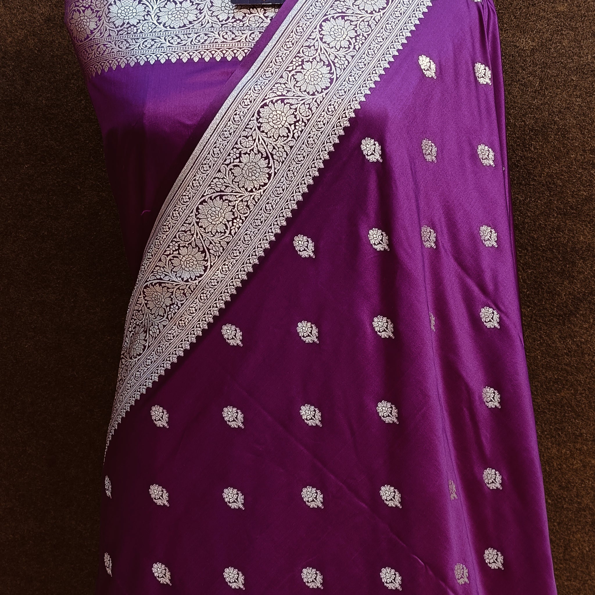 Banarasi Mashru Silk Purple Saree