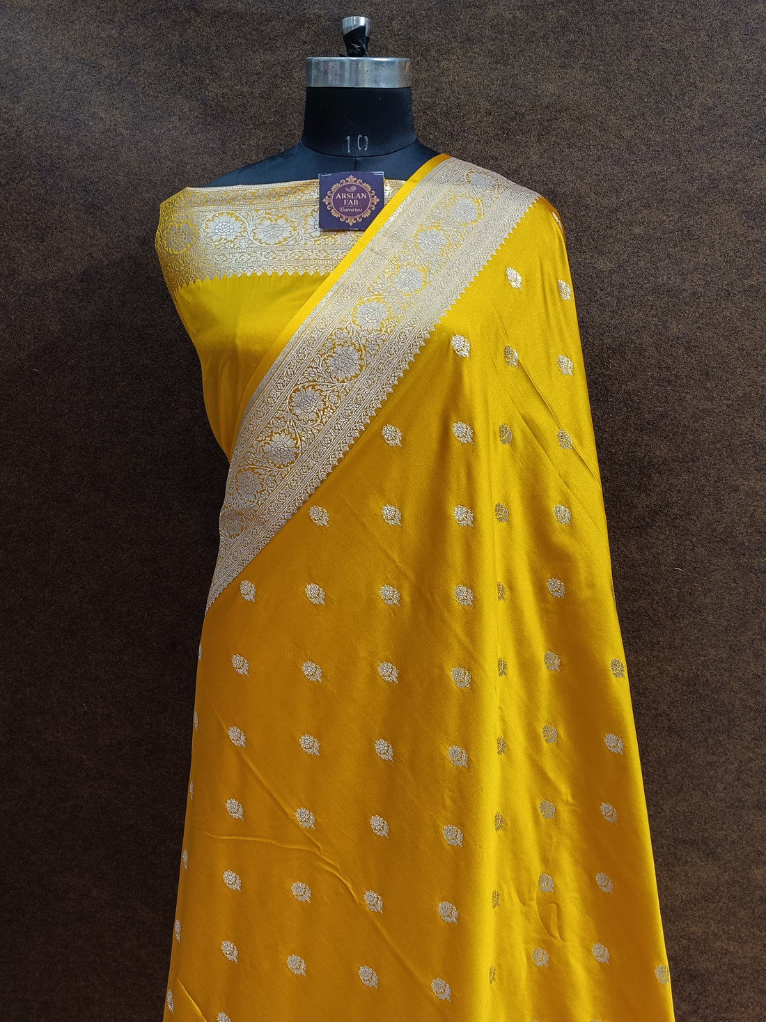 Banarasi Mashru Silk Mustard yellow Saree