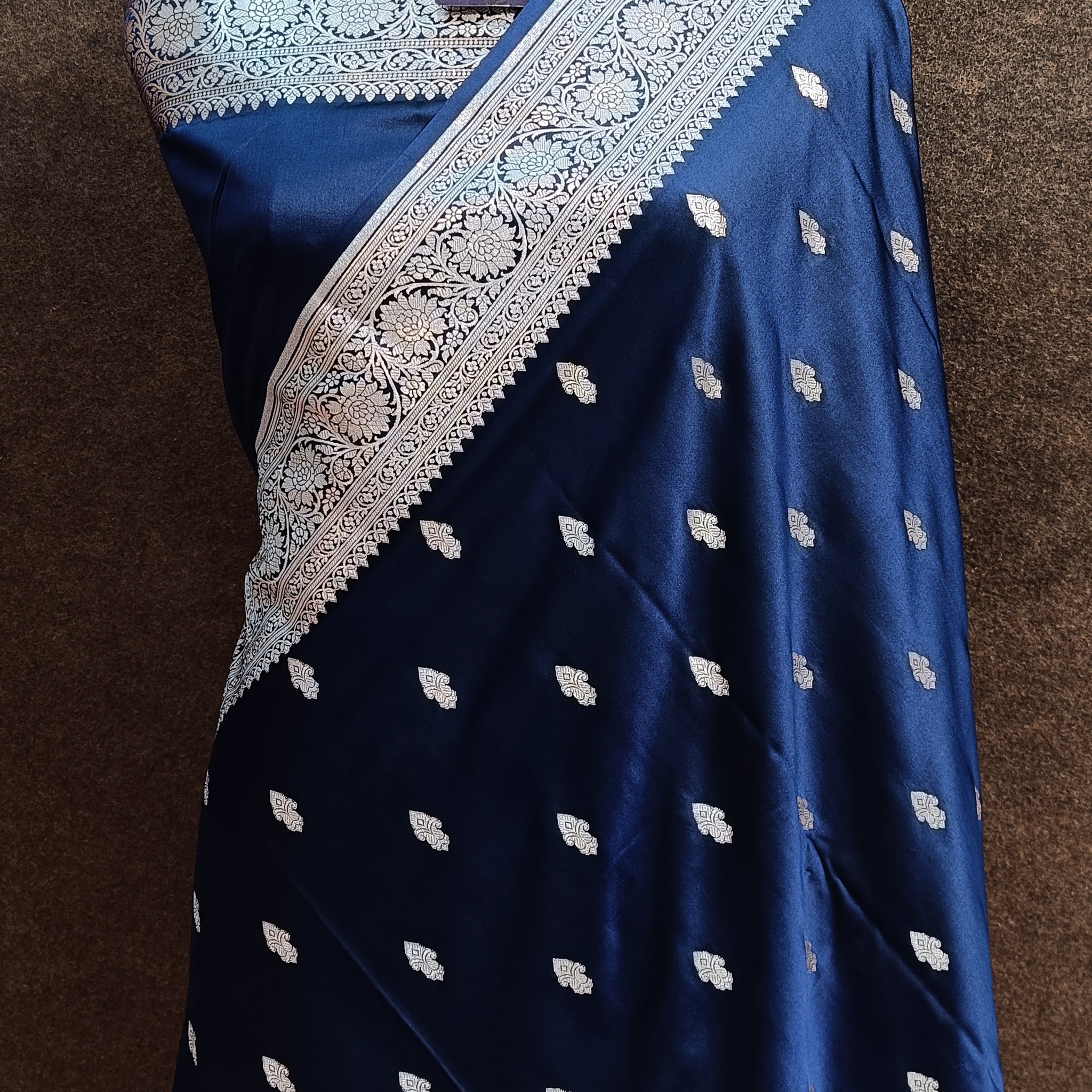 Banarasi Mashru Silk Nevy Blue Saree