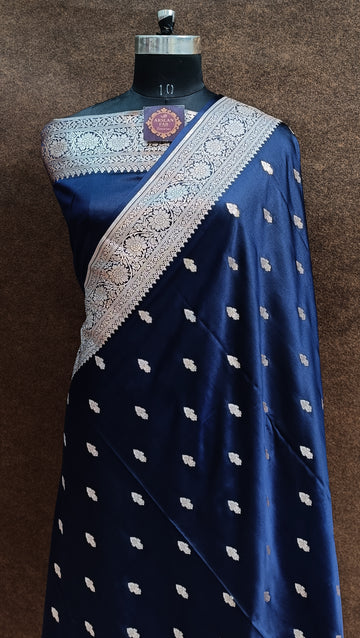 Banarasi Mashru Silk Nevy Blue Saree