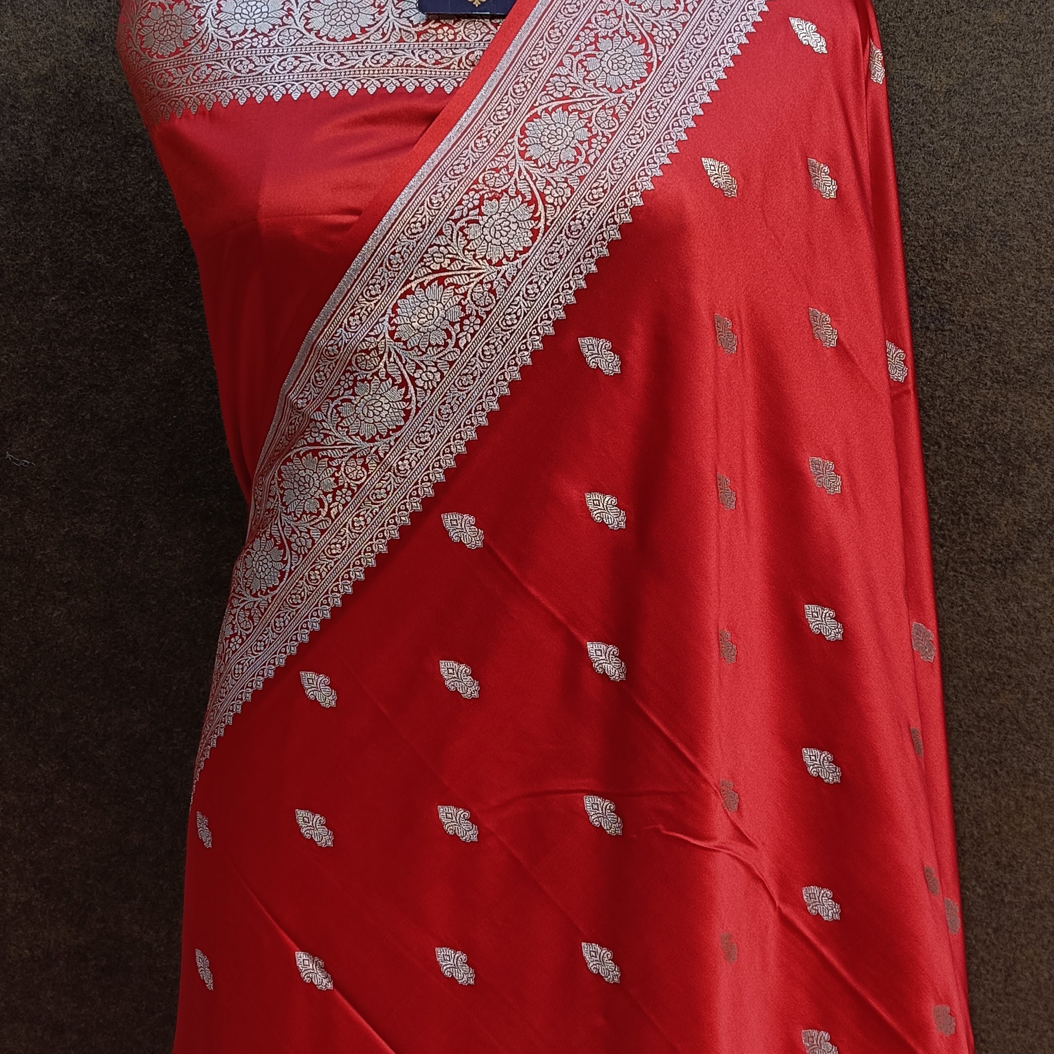 Banarasi Mashru Silk Red Saree
