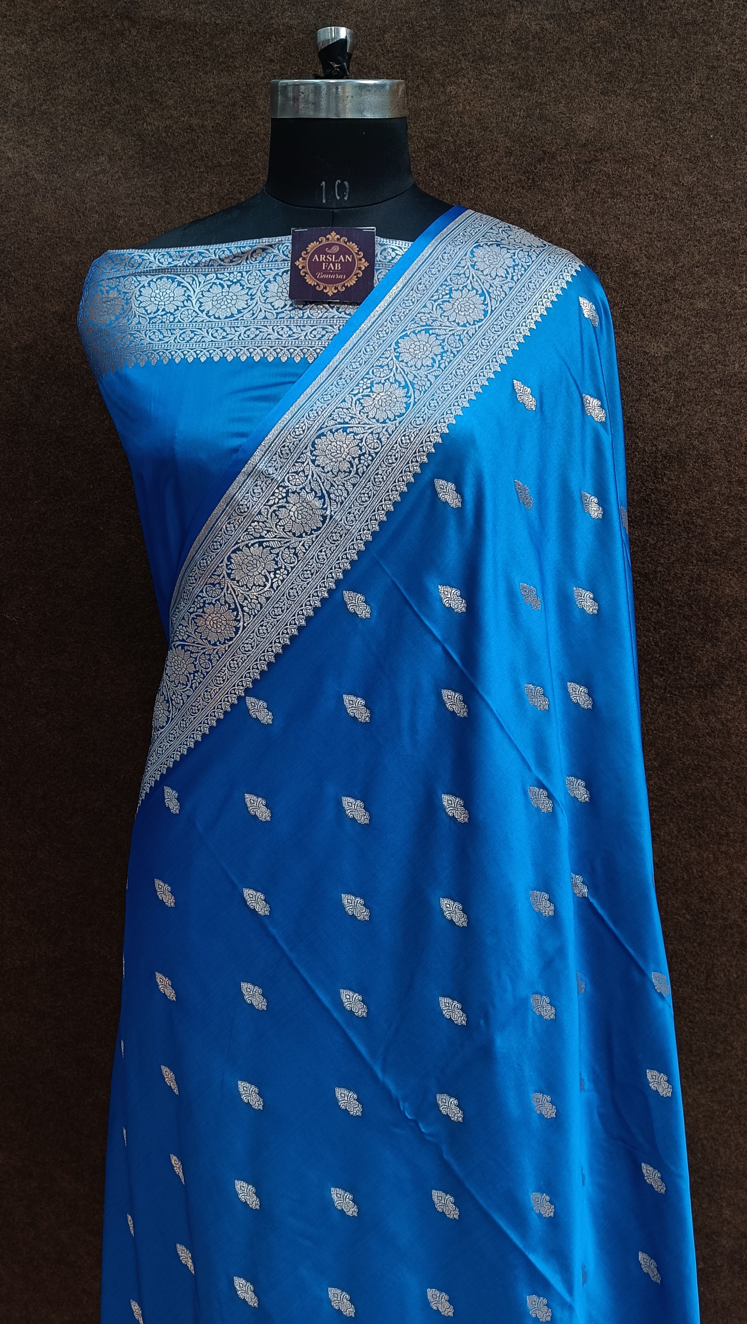 Banarasi Mashru Silk Firozi Saree