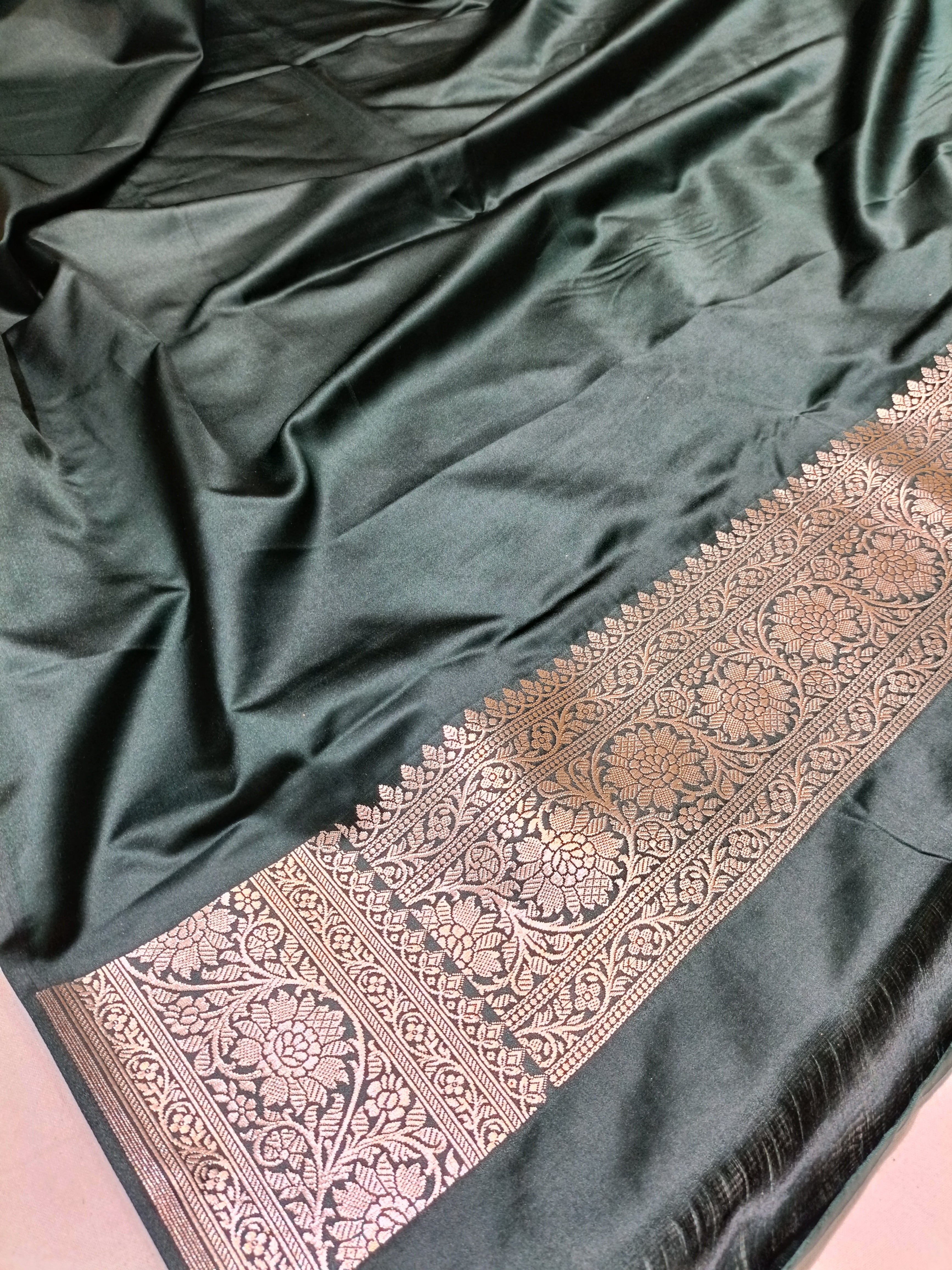 Banarasi Mashru Silk B Green Saree