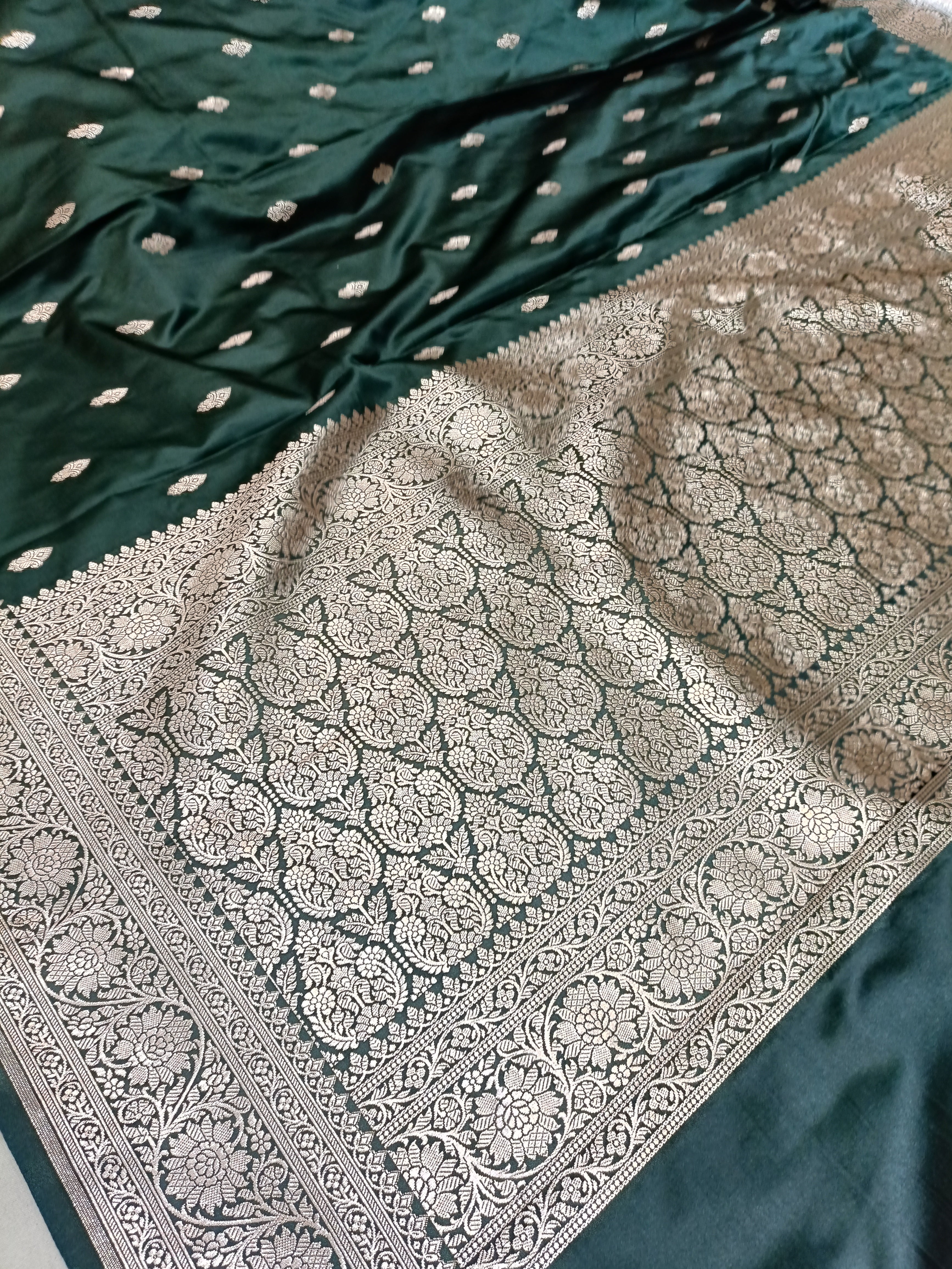 Banarasi Mashru Silk B Green Saree