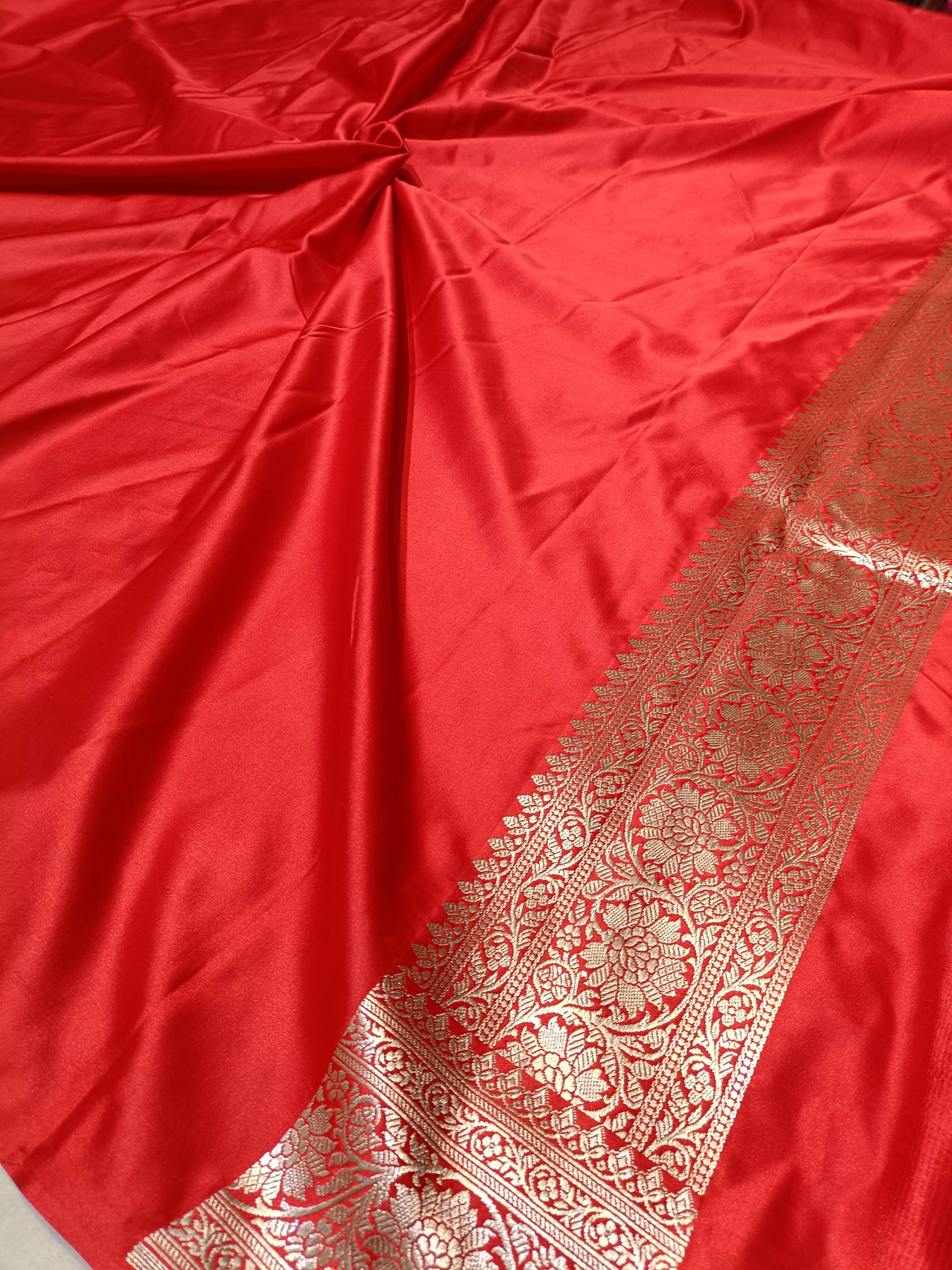 Banarasi Mashru Silk Red Saree