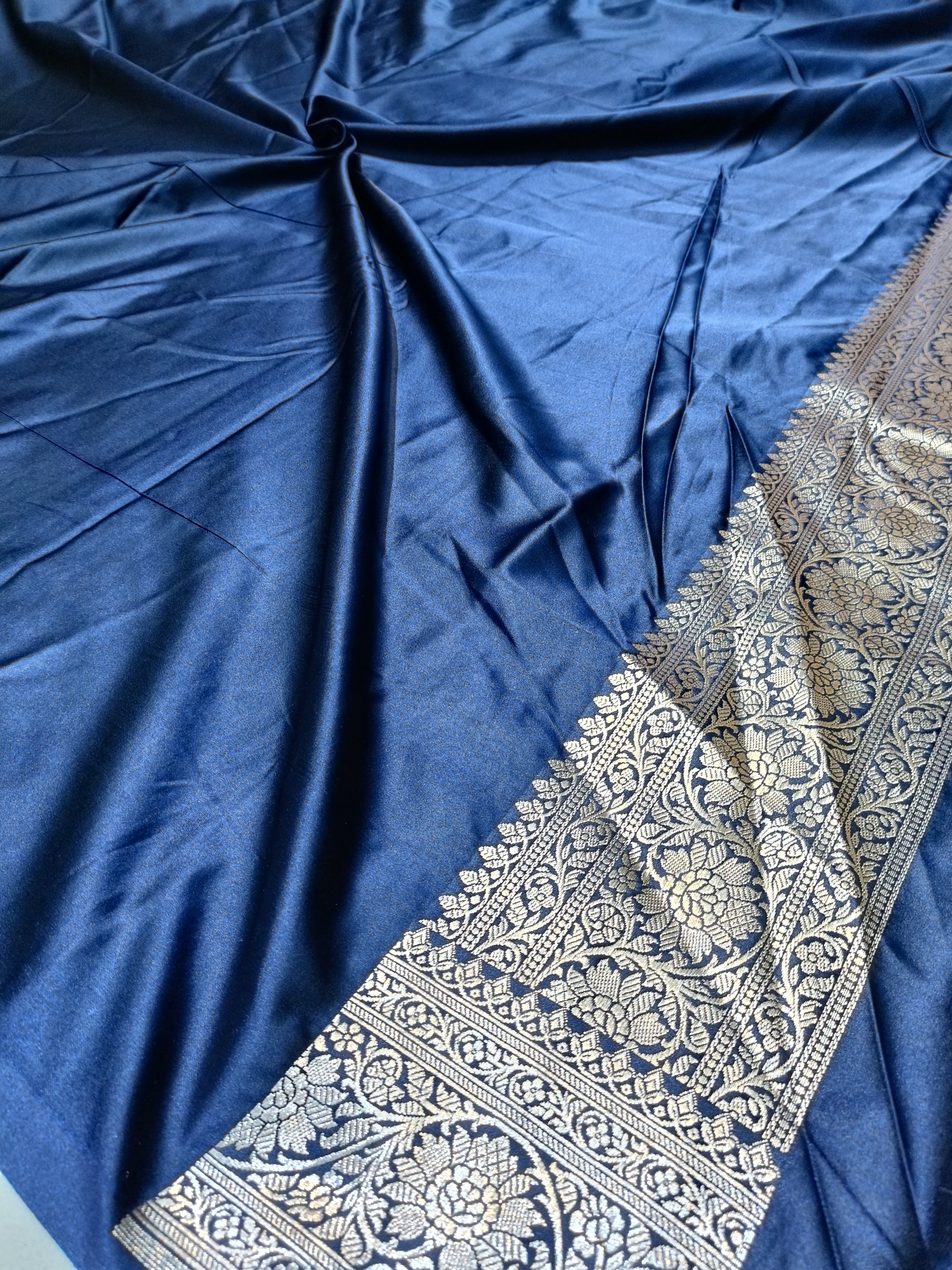 Banarasi Mashru Silk Nevy Blue Saree