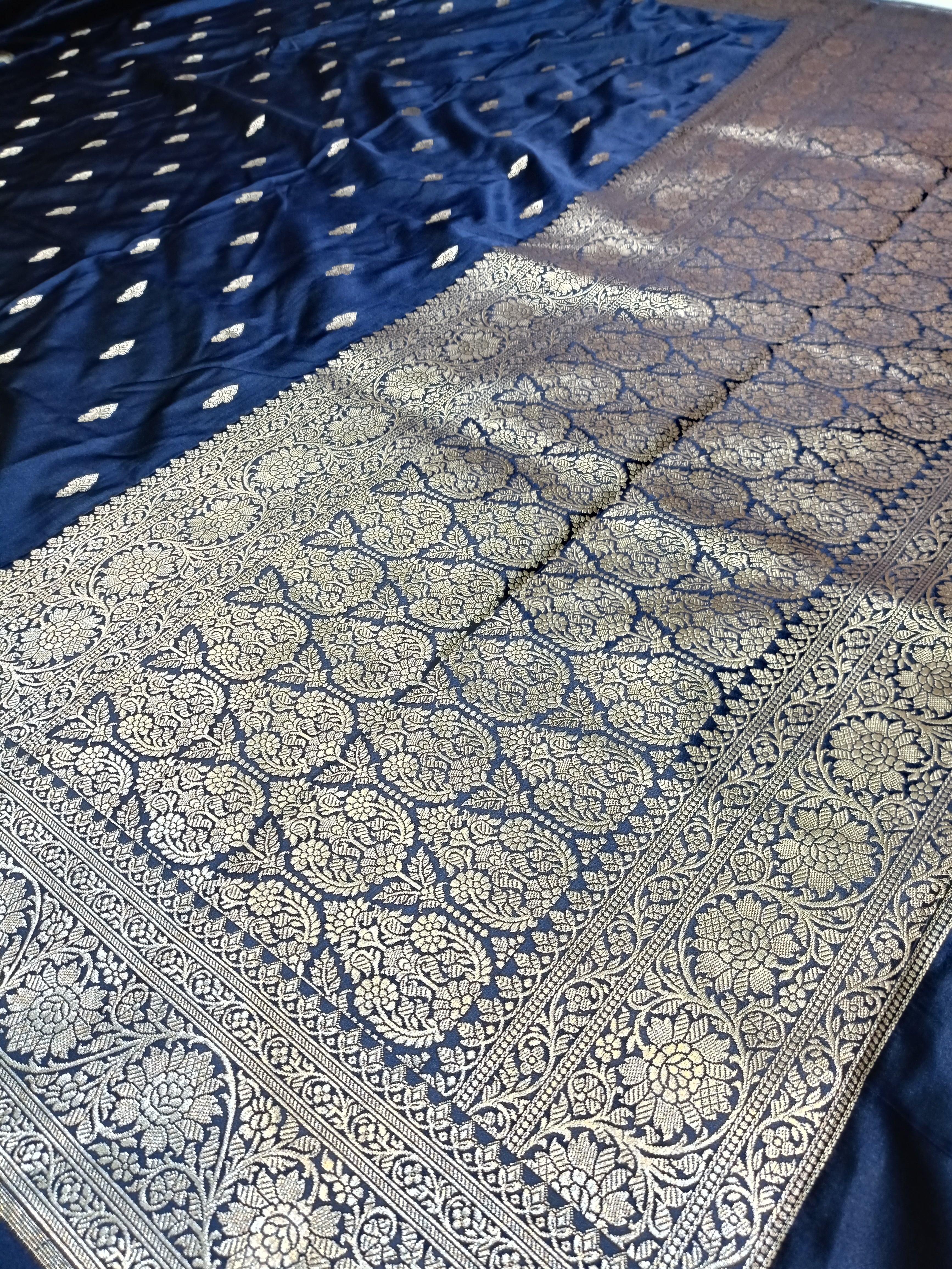 Banarasi Mashru Silk Nevy Blue Saree