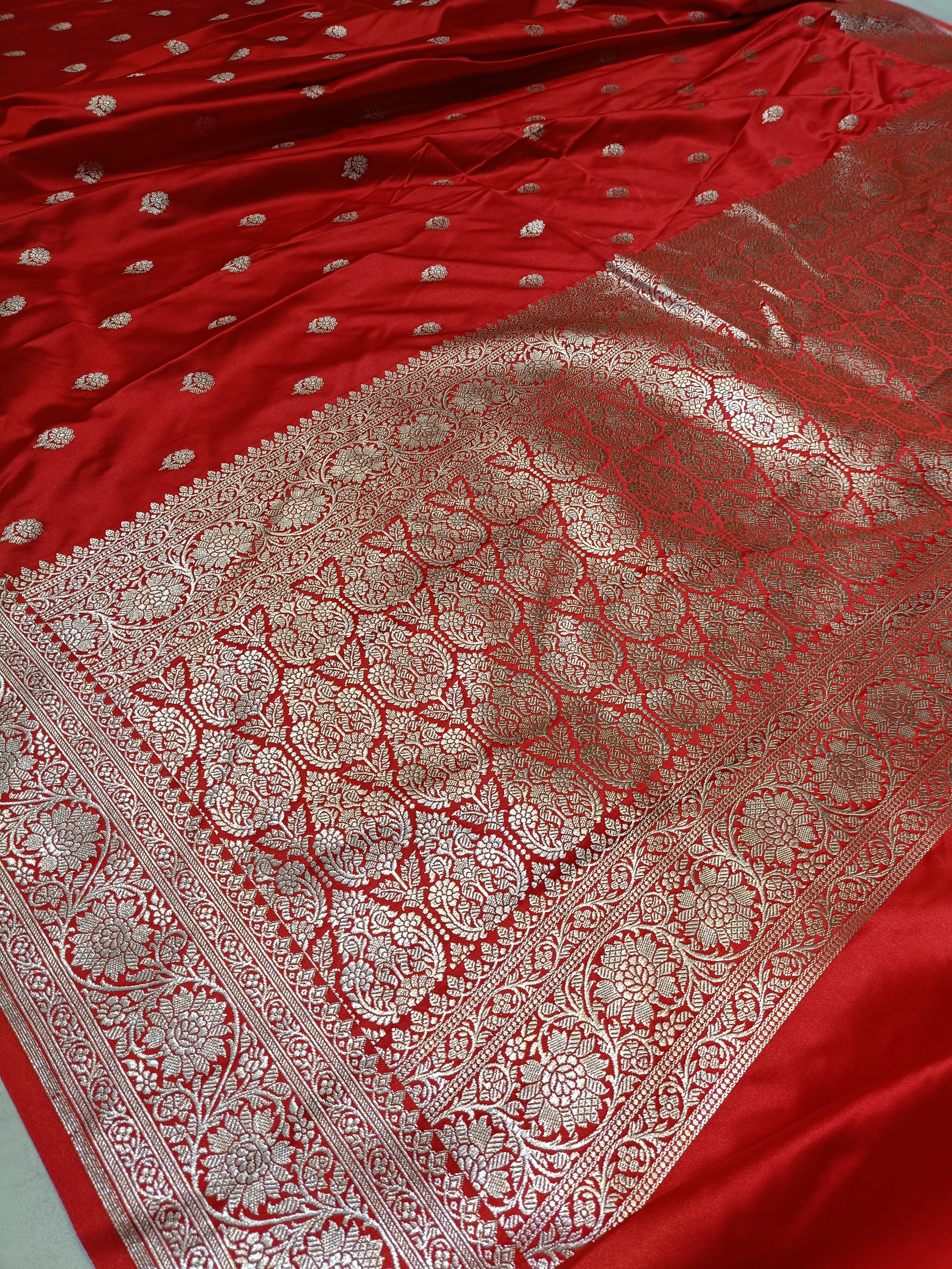 Banarasi Mashru Silk Red Saree