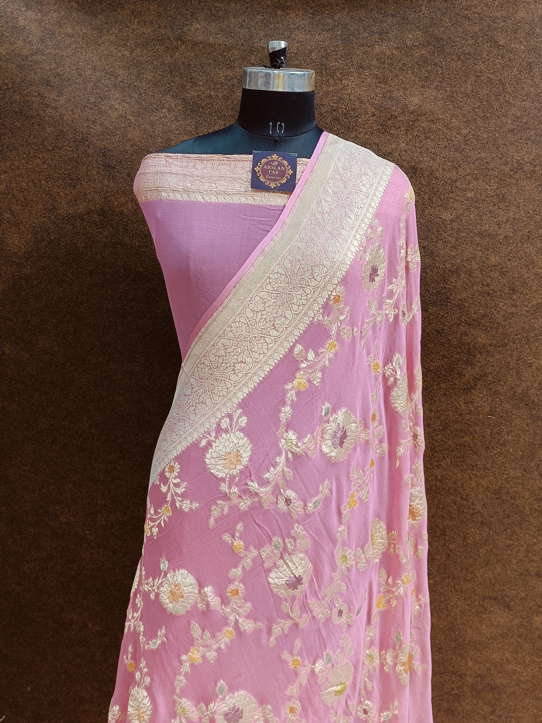 Banarasi Pure Georjette Light Pink Meena Saree