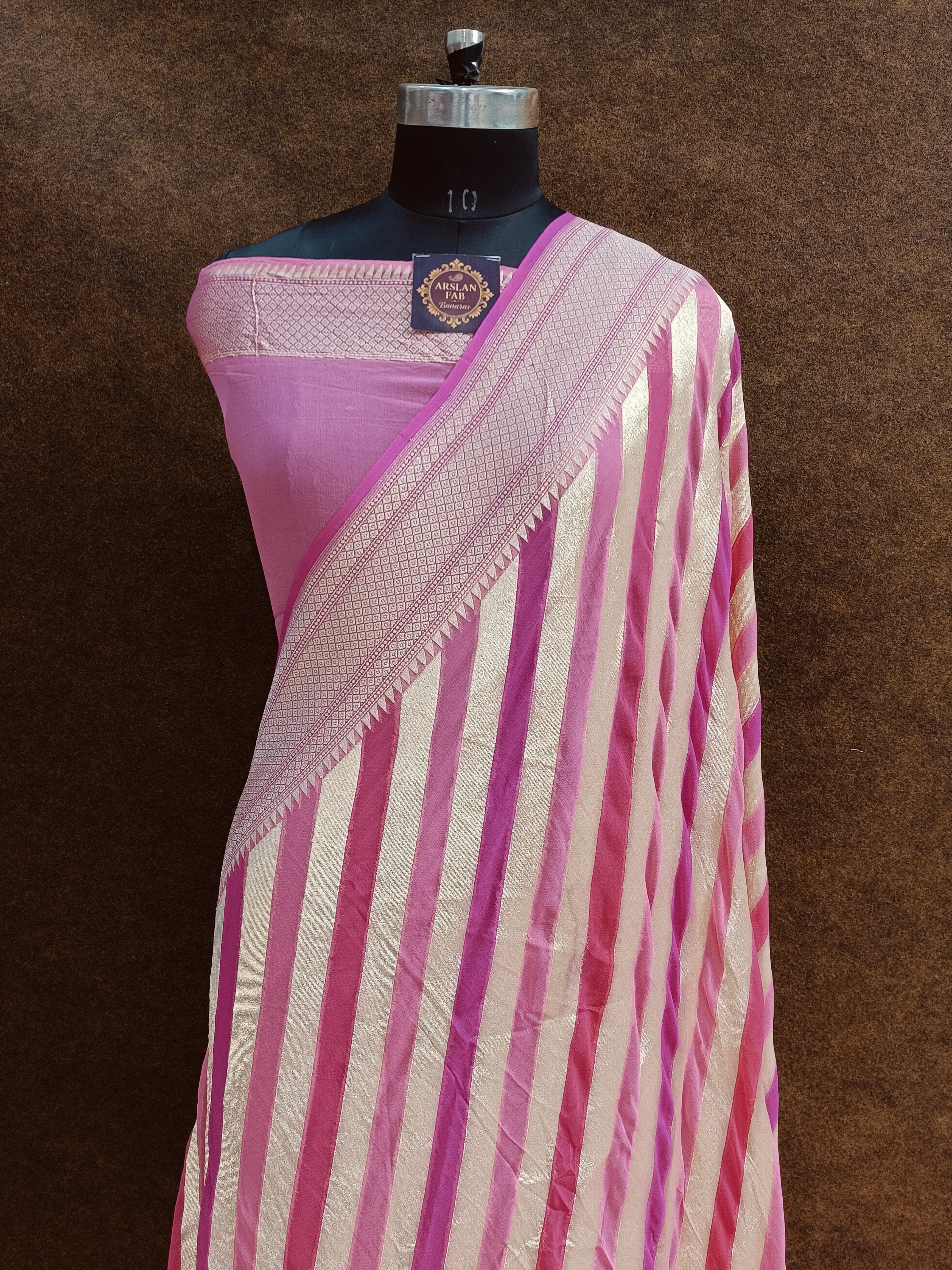 Banarasi Pure Georjrtte Pink Rangkat Saree