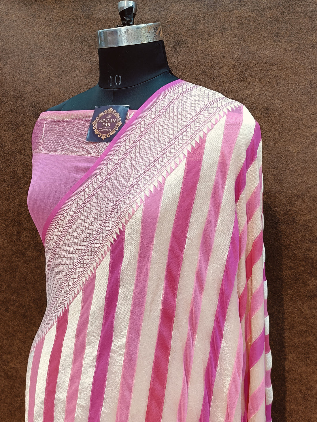 Banarasi Pure Georjrtte Pink Rangkat Saree