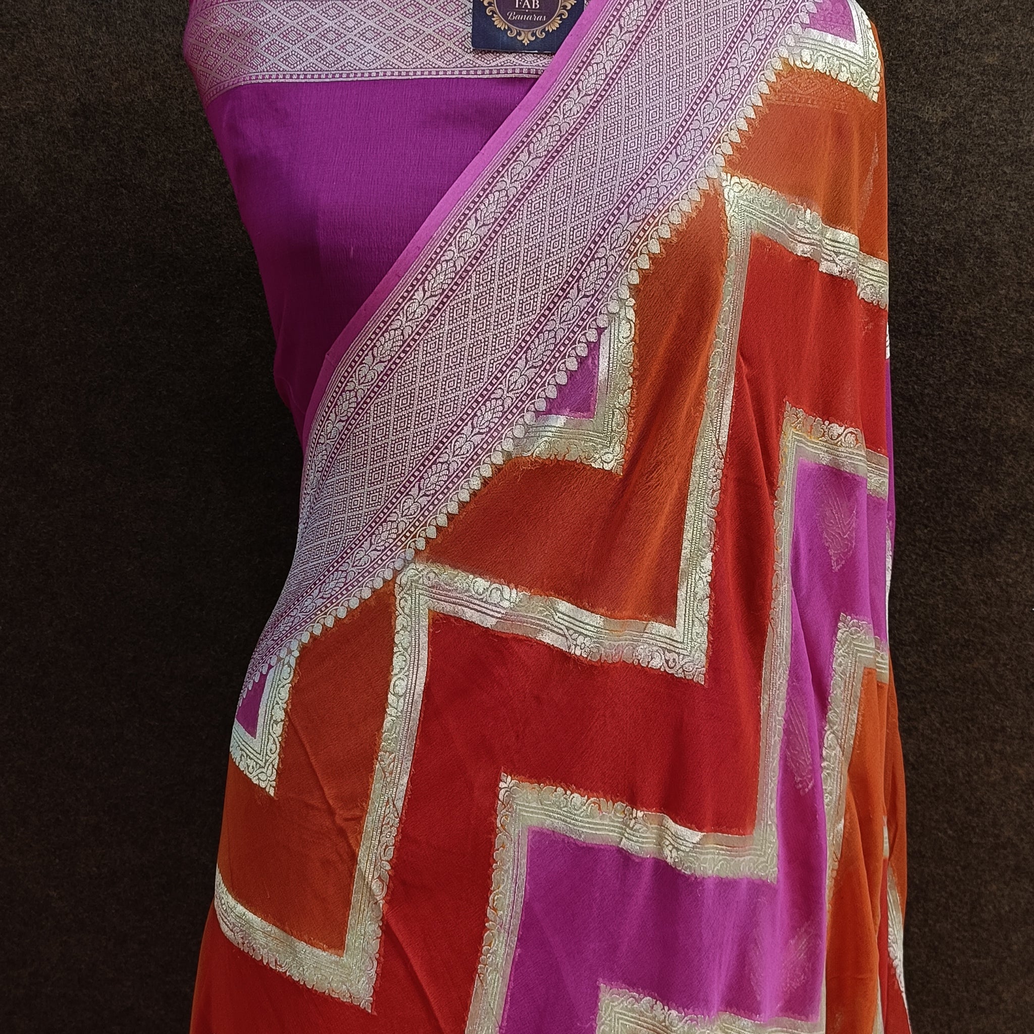 Banarasi Pure Georjette Zig Zag Rangkat Saree