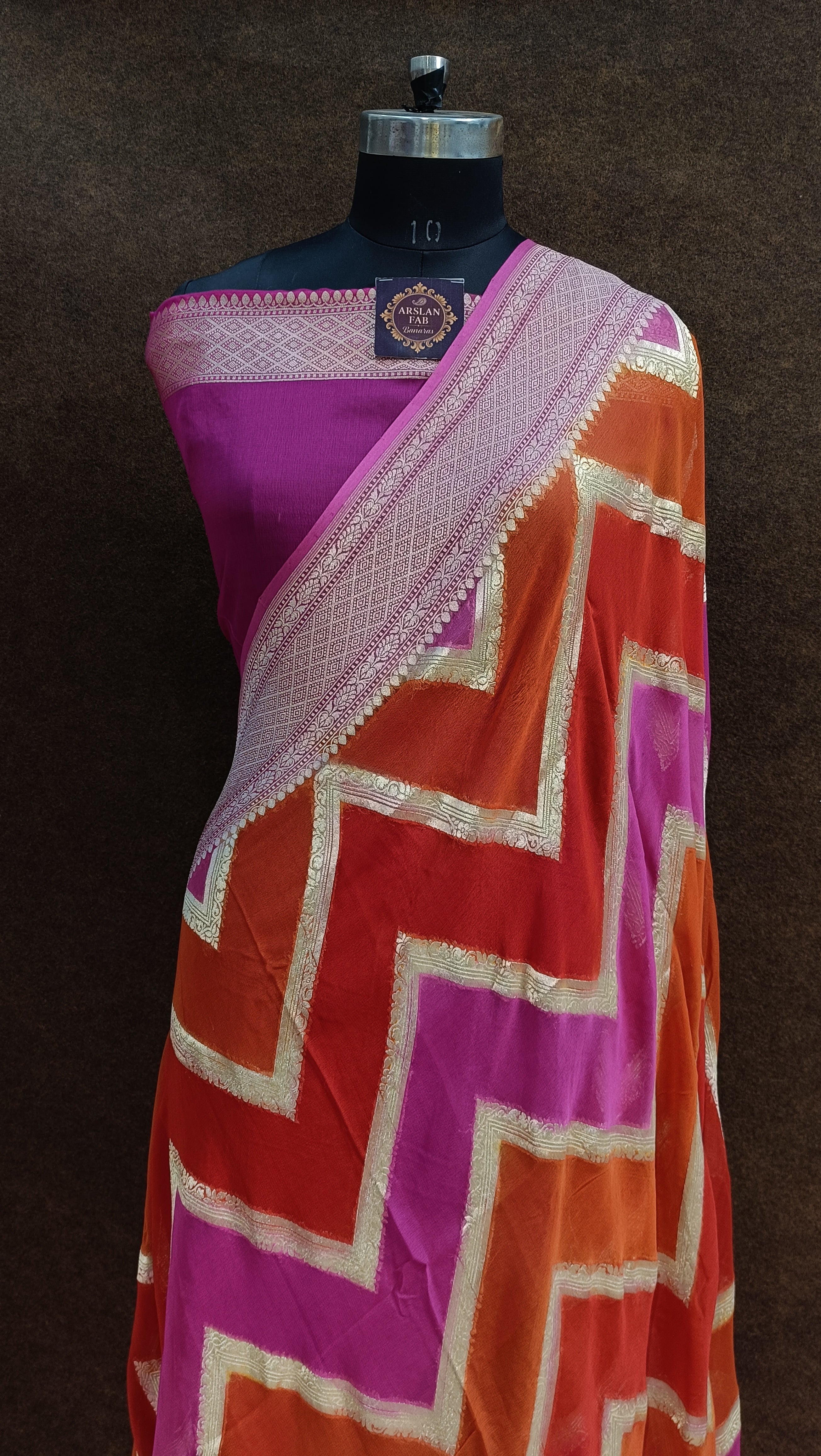 Banarasi Pure Georjette Zig Zag Rangkat Saree