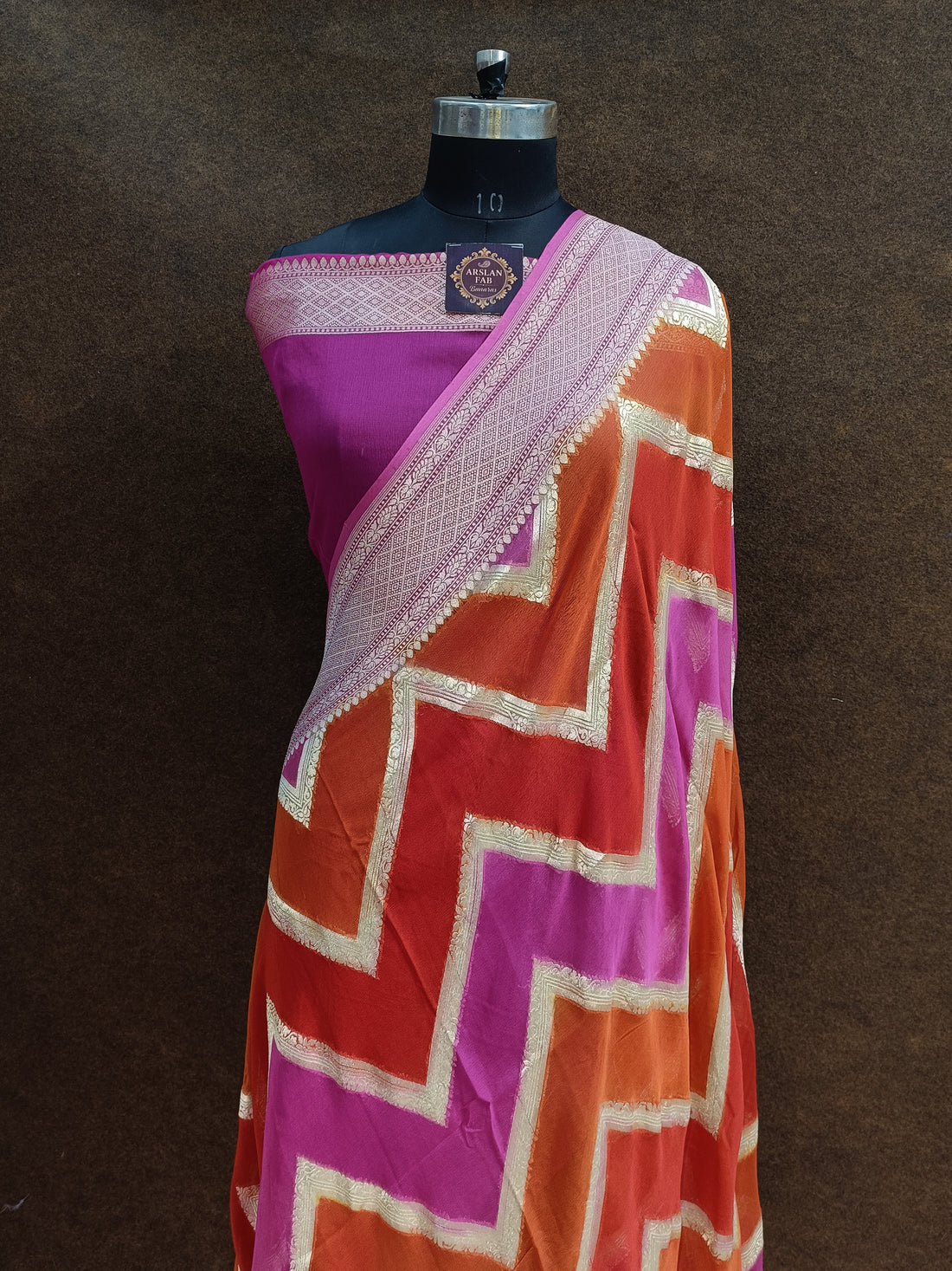 Banarasi Pure Georjette Zig Zag Rangkat Saree