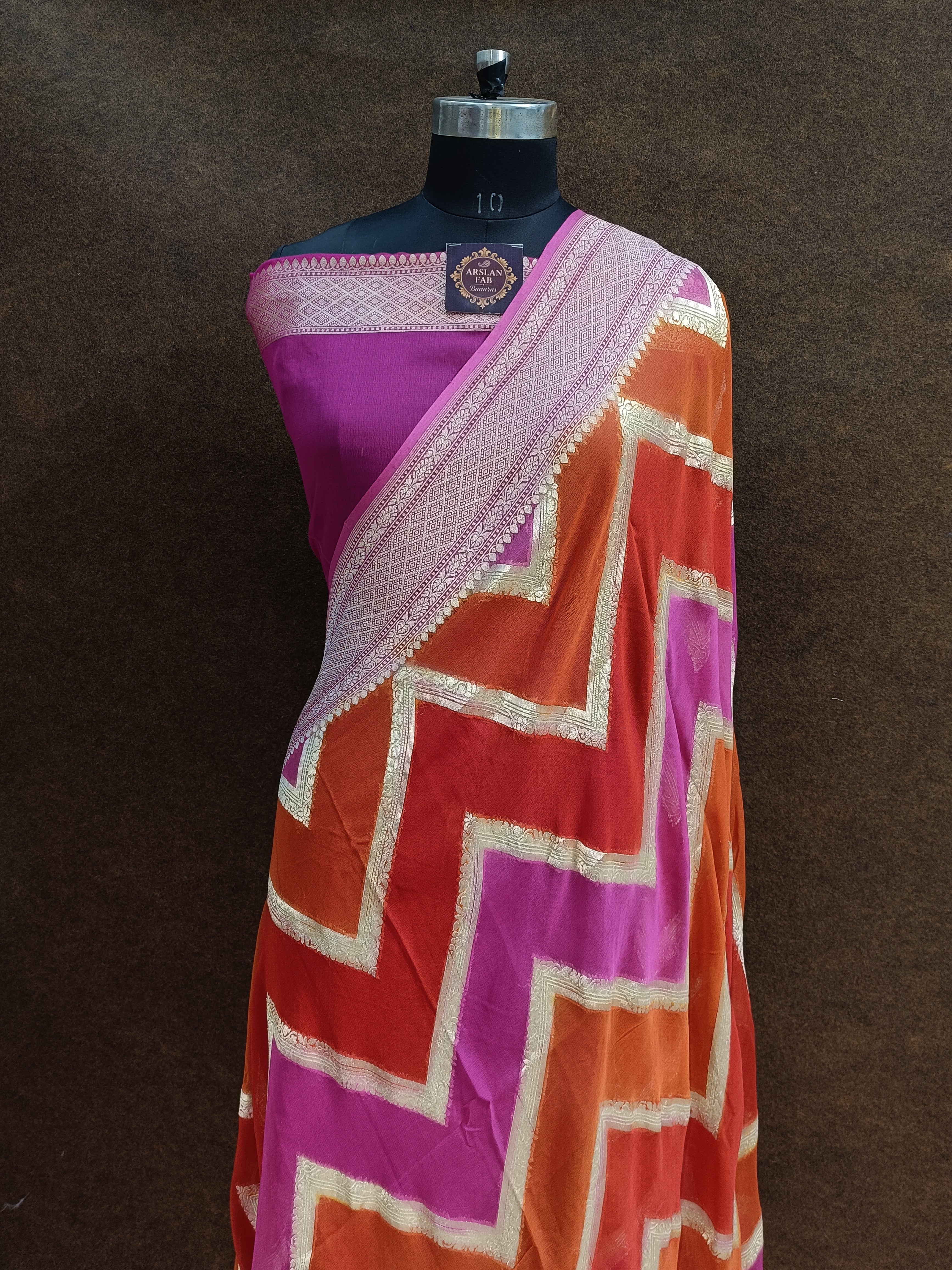 Banarasi Pure Georjette Zig Zag Rangkat Saree