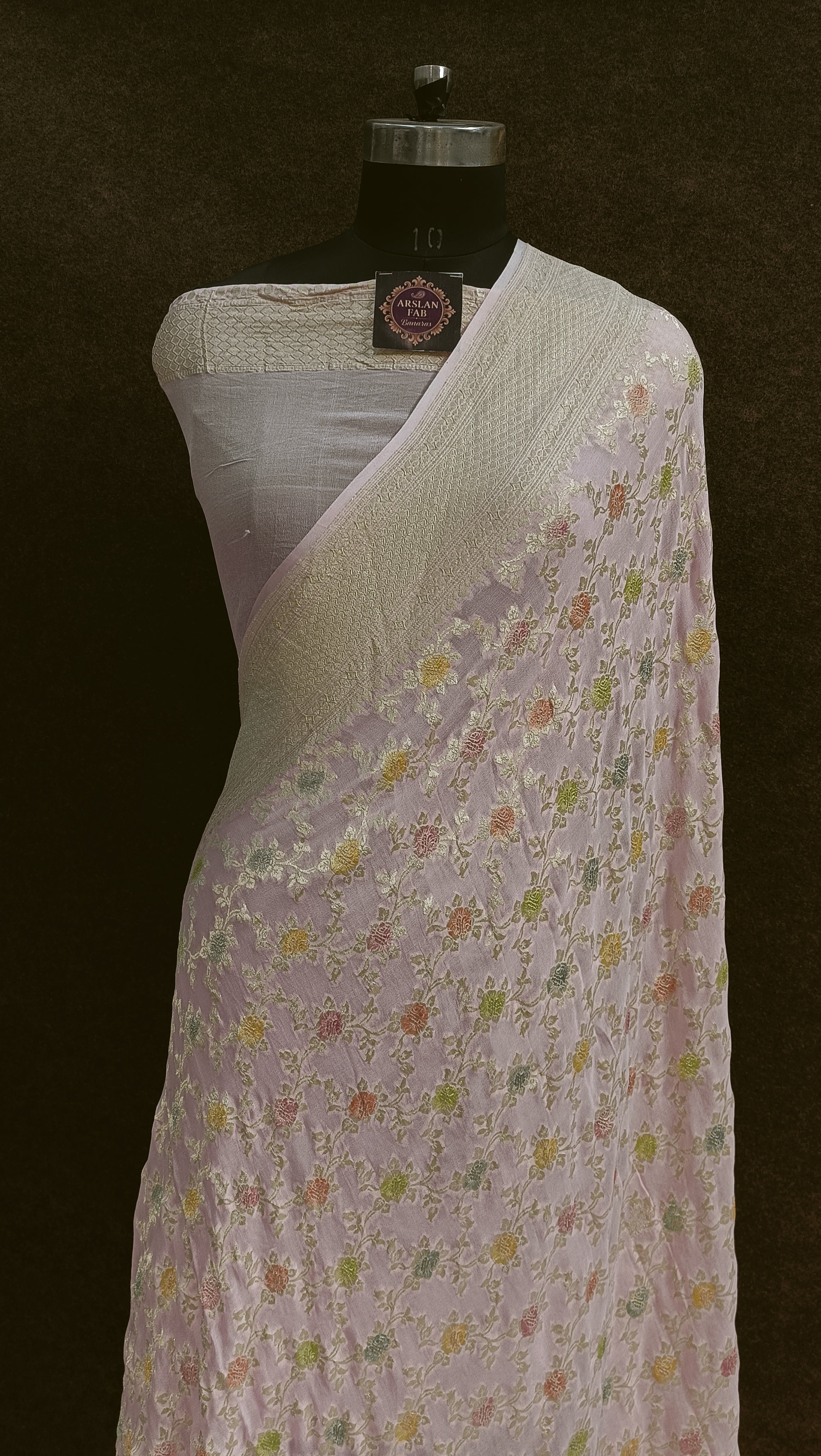 Banarasi Pure Georjette Picth Multi Meena Saree