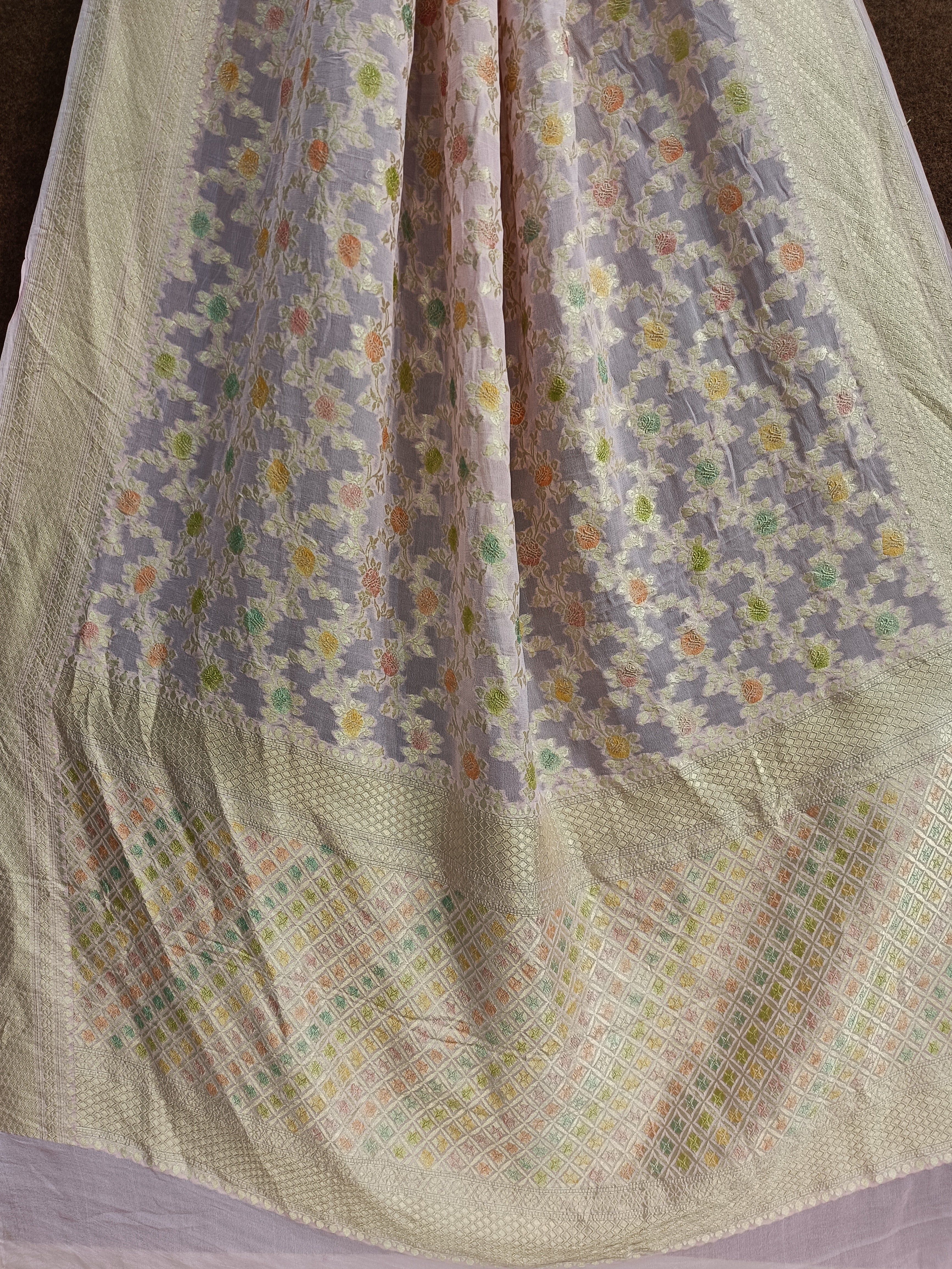 Banarasi Pure Georjette Picth Multi Meena Saree