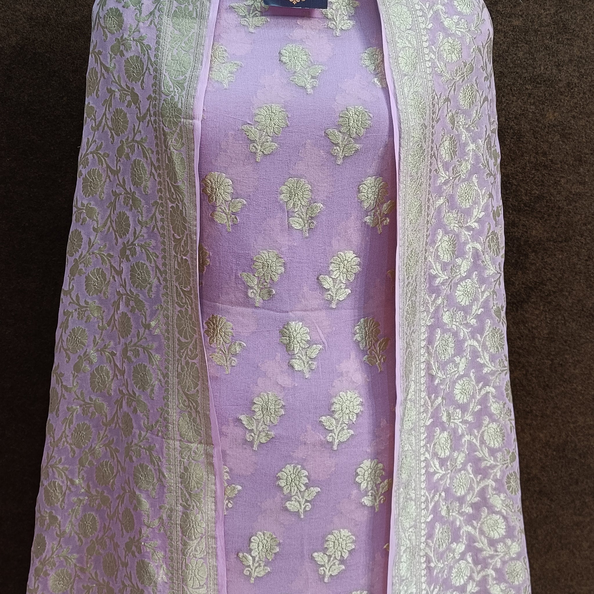 Banarasi Pure Khaddi Gerojette  Pink Suit