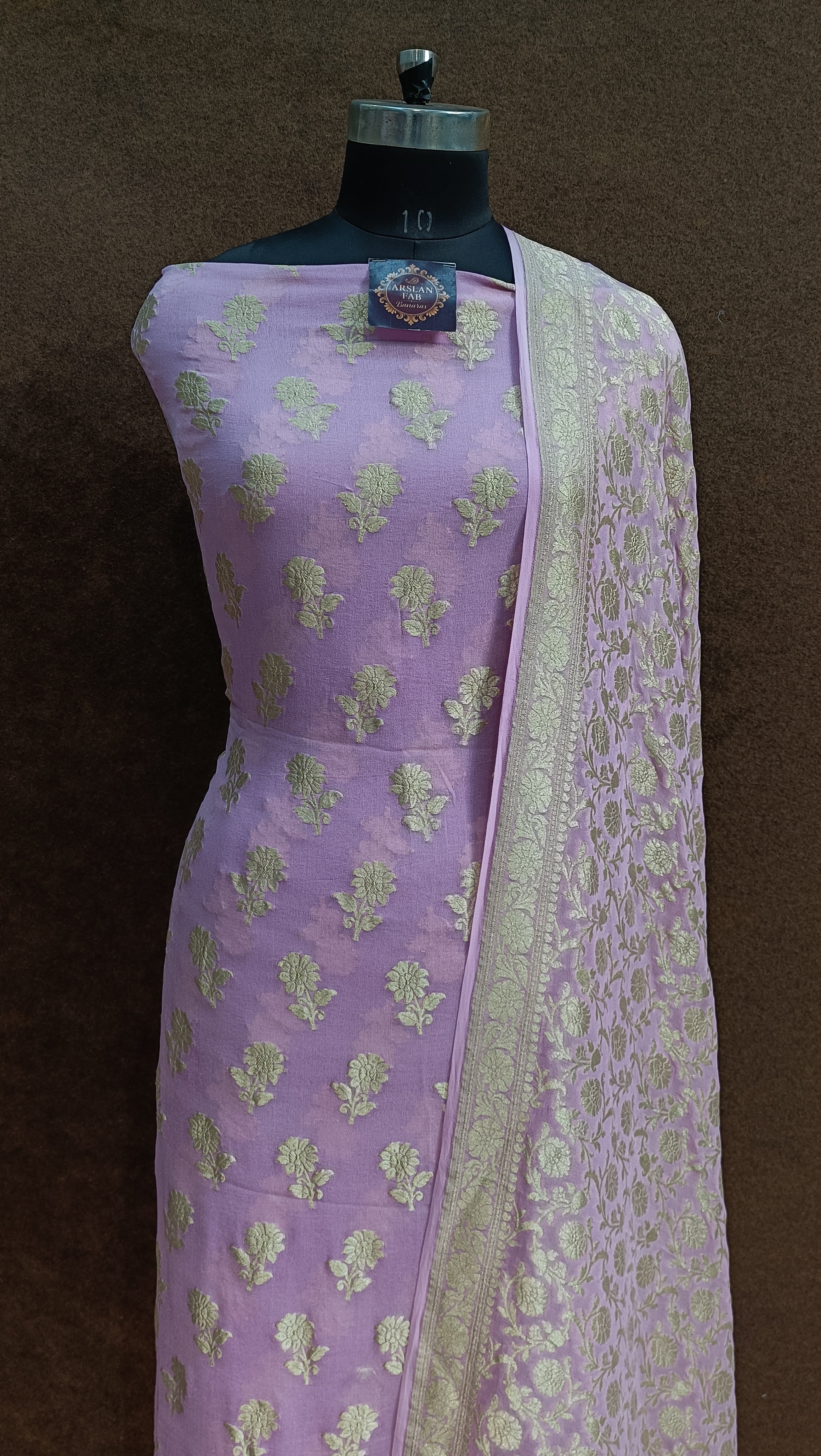 Banarasi Pure Khaddi Gerojette  Pink Suit