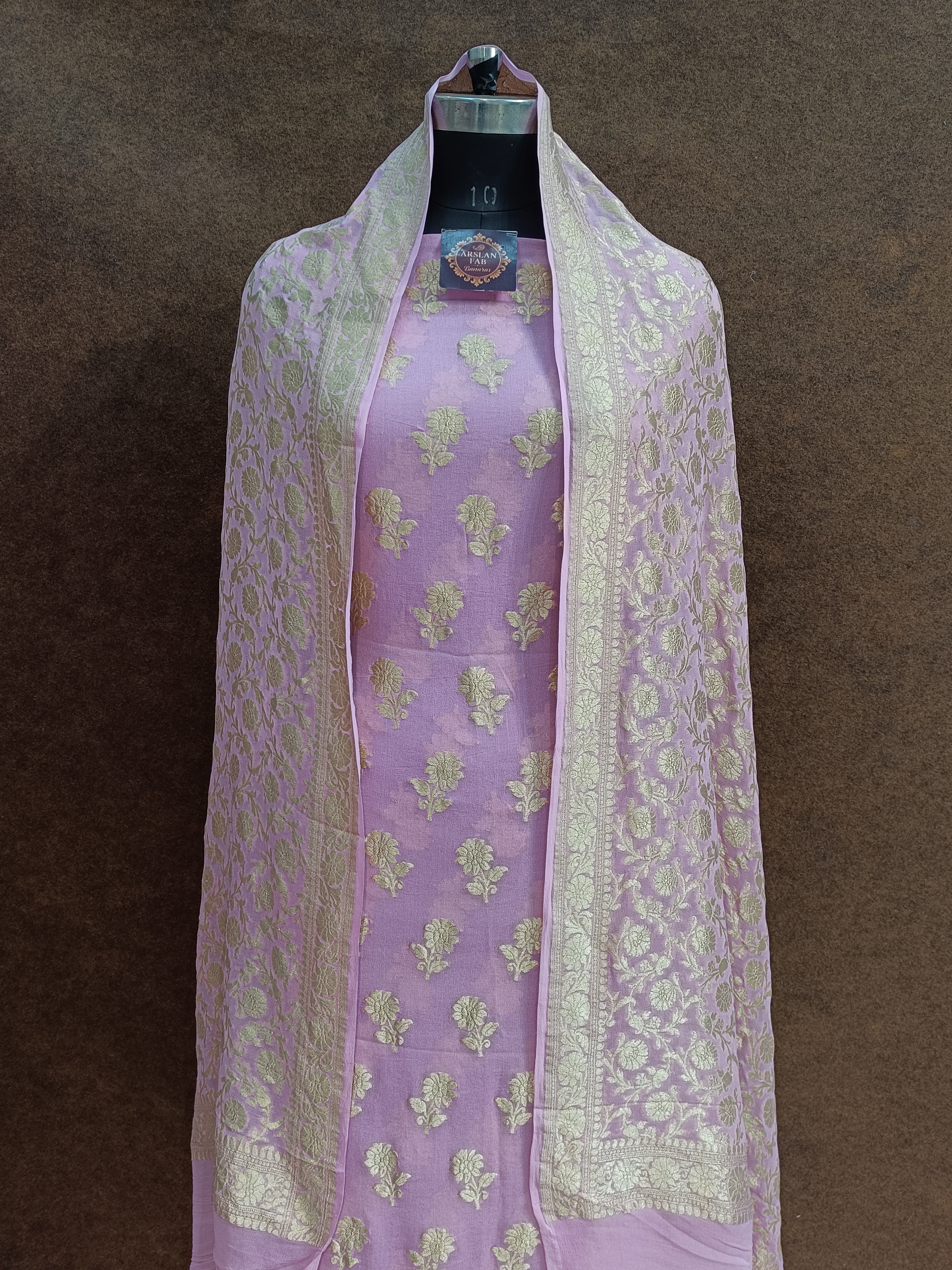 Banarasi Pure Khaddi Gerojette  Pink Suit