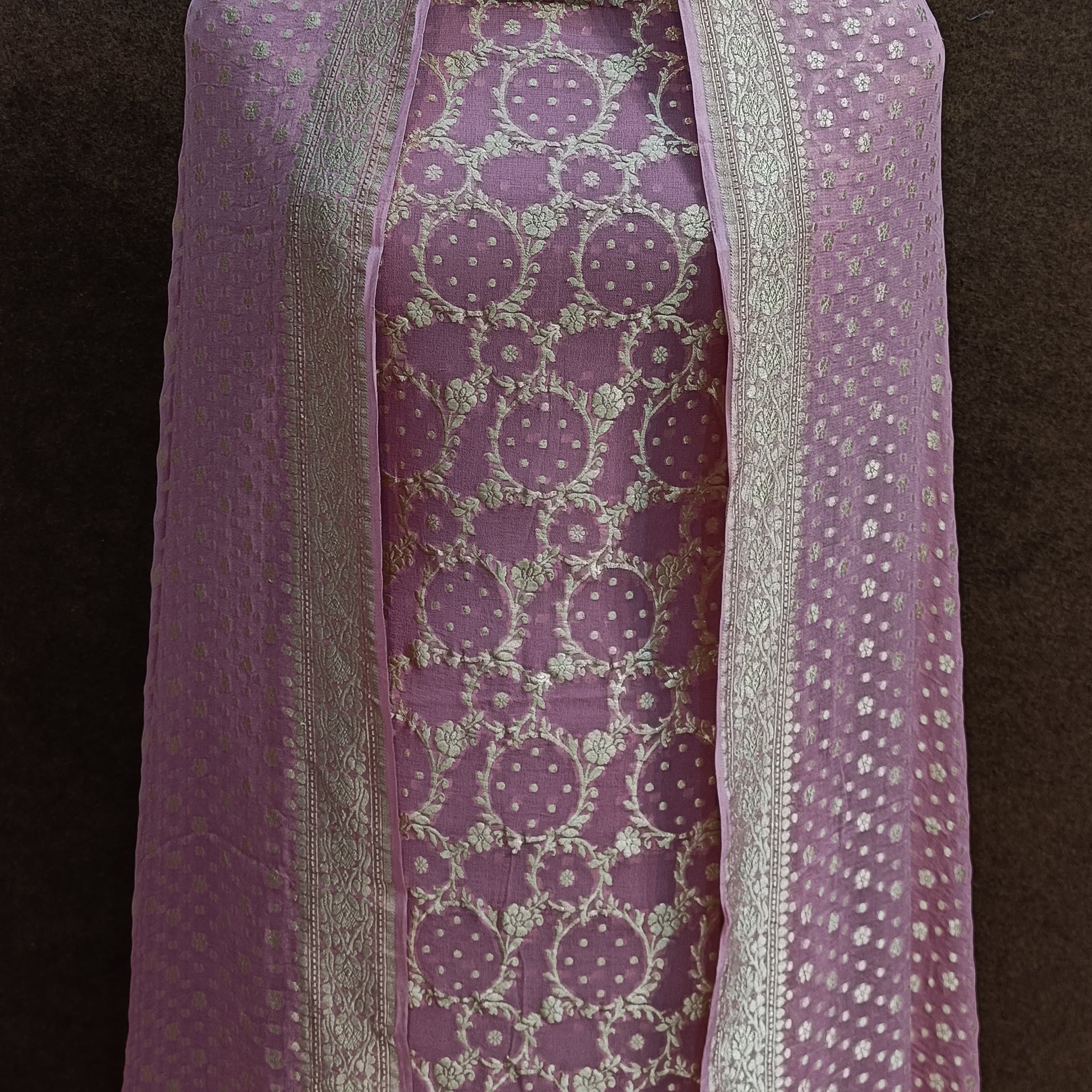 Banarasi Pure Khaddi Georjette Pastel Pink