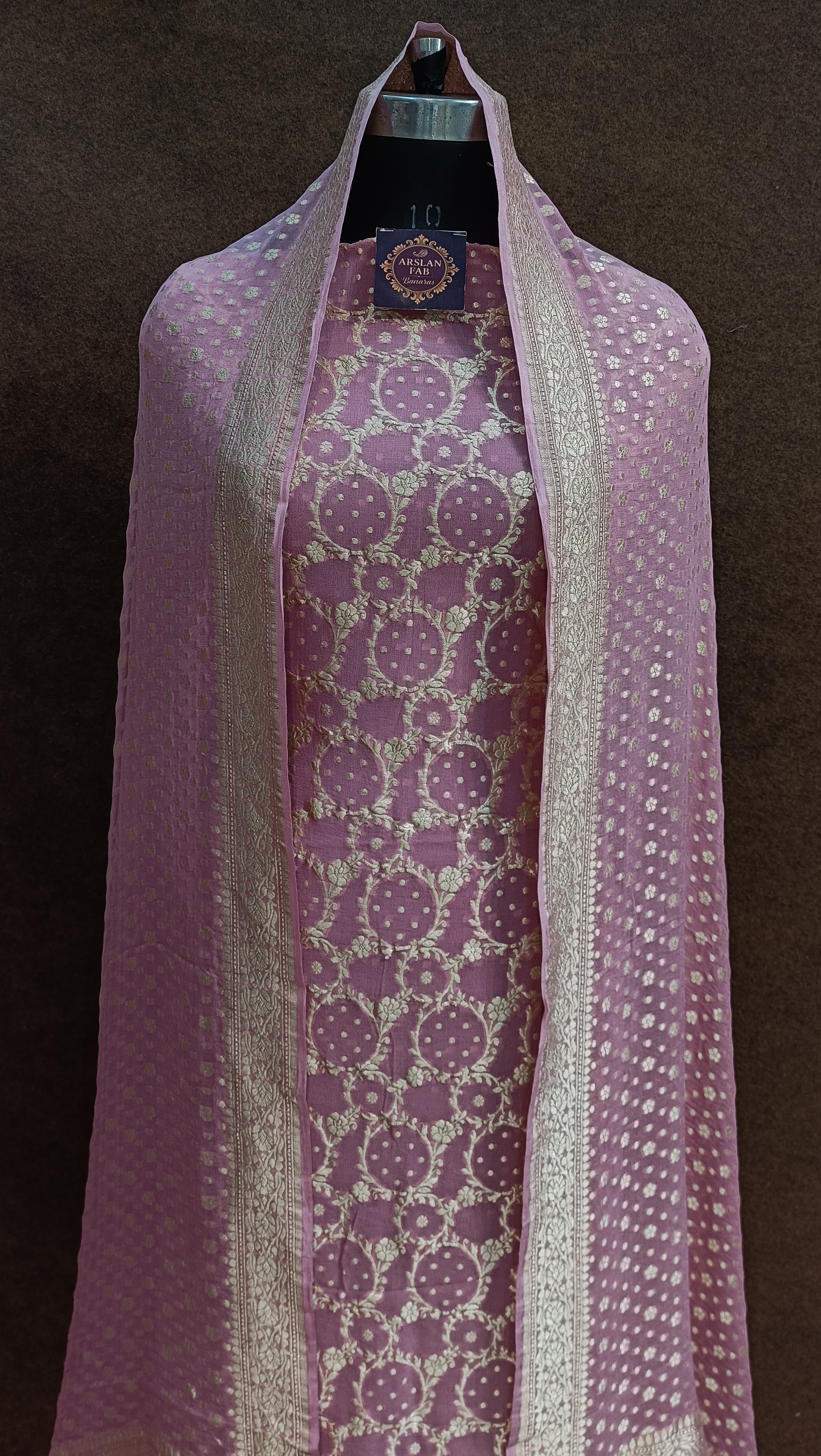 Banarasi Pure Khaddi Georjette Pastel Pink