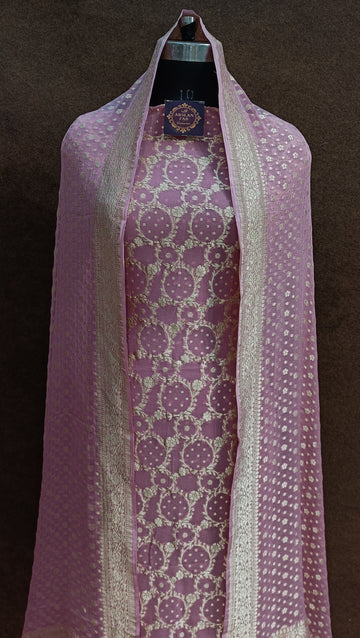 Banarasi Pure Khaddi Georjette Pastel Pink