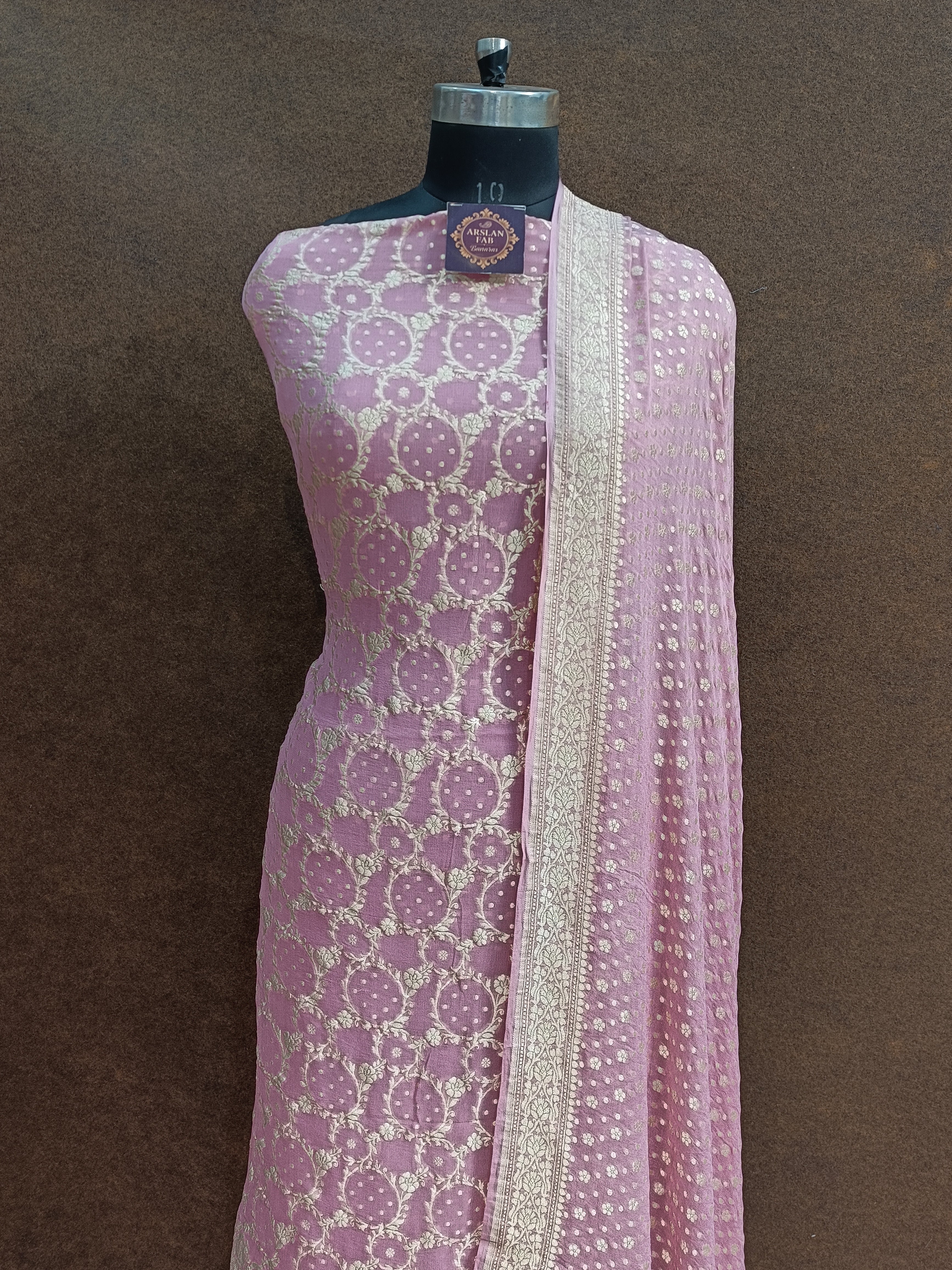 Banarasi Pure Khaddi Georjette Pastel Pink