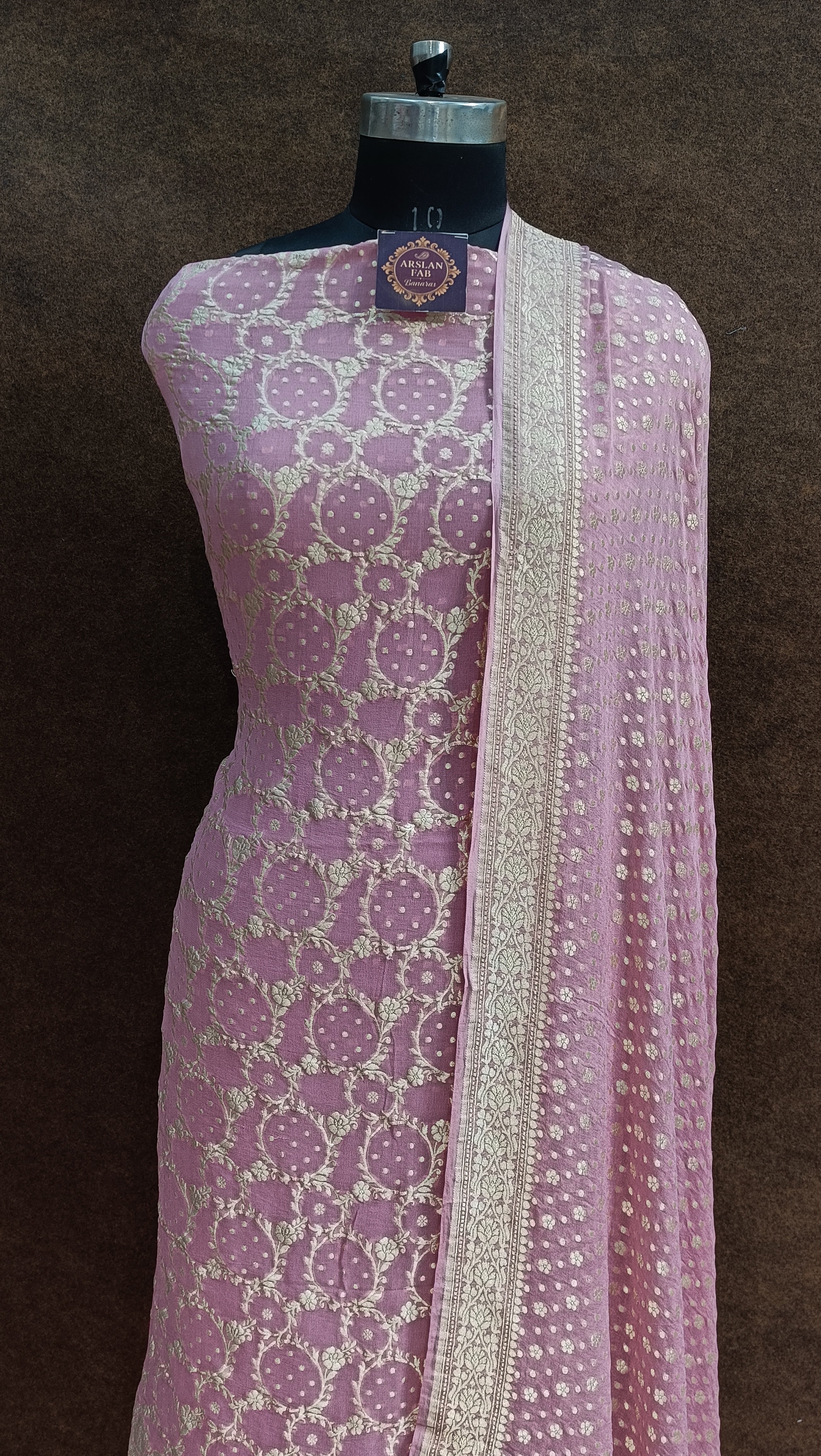 Banarasi Pure Khaddi Georjette Pastel Pink