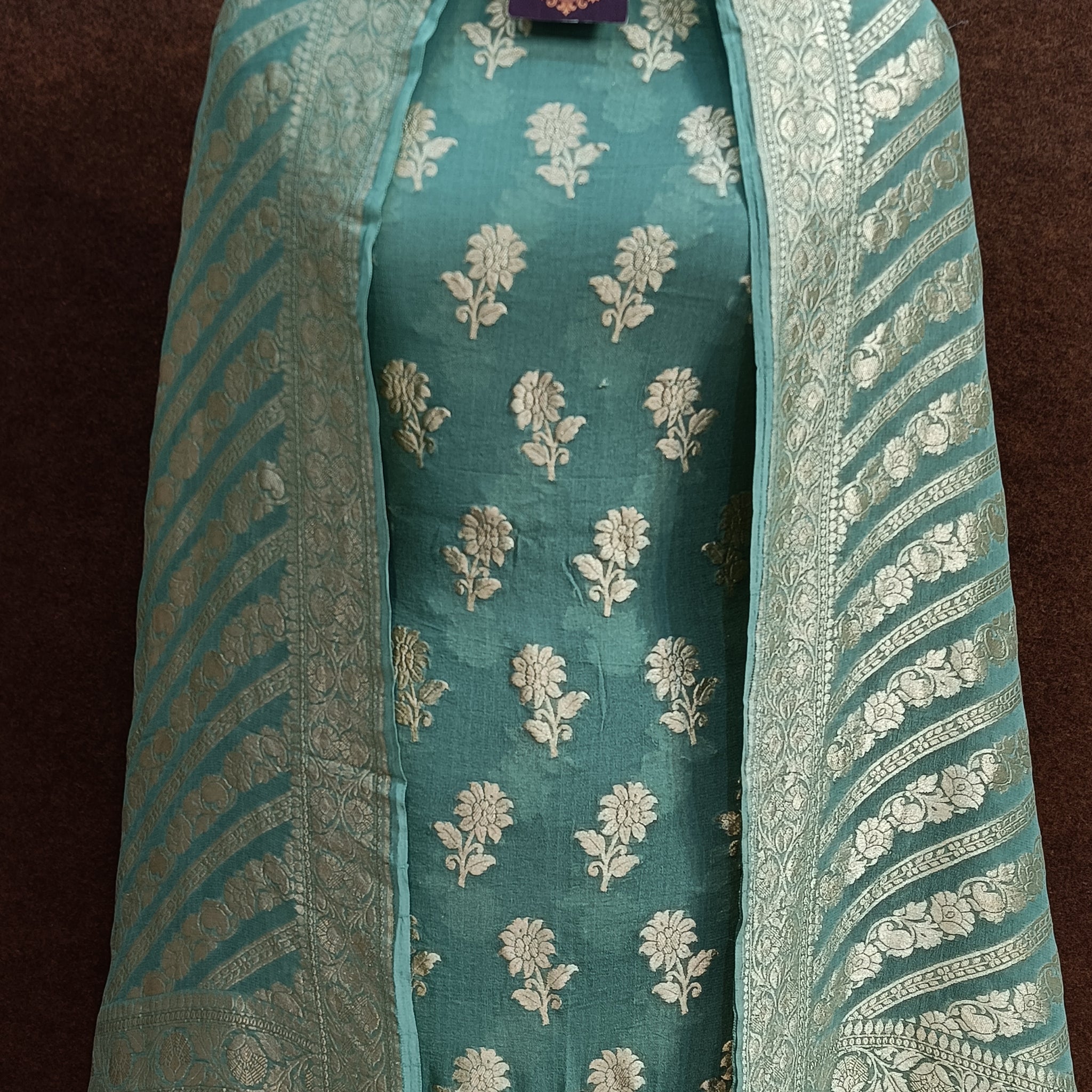 Banarasi Pure Georjette C Green Suit