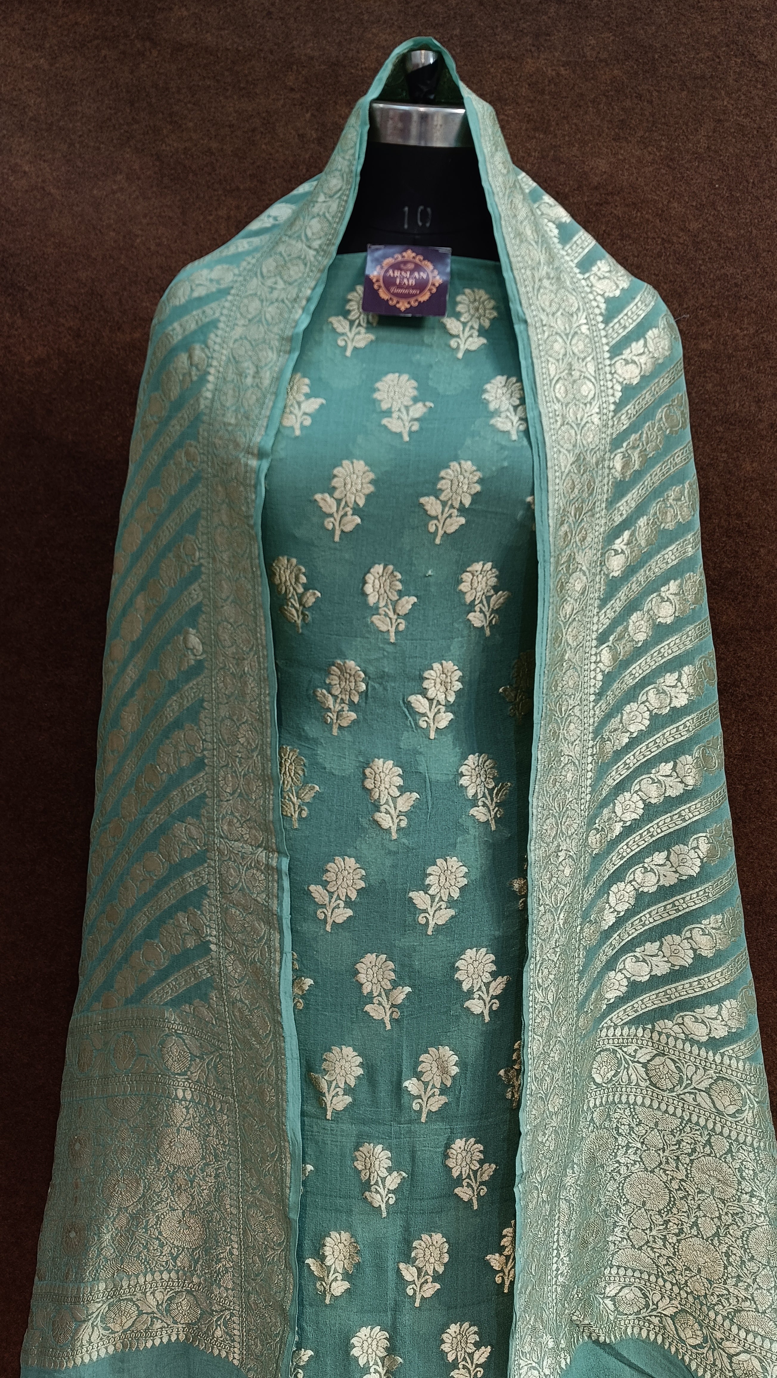 Banarasi Pure Georjette C Green Suit