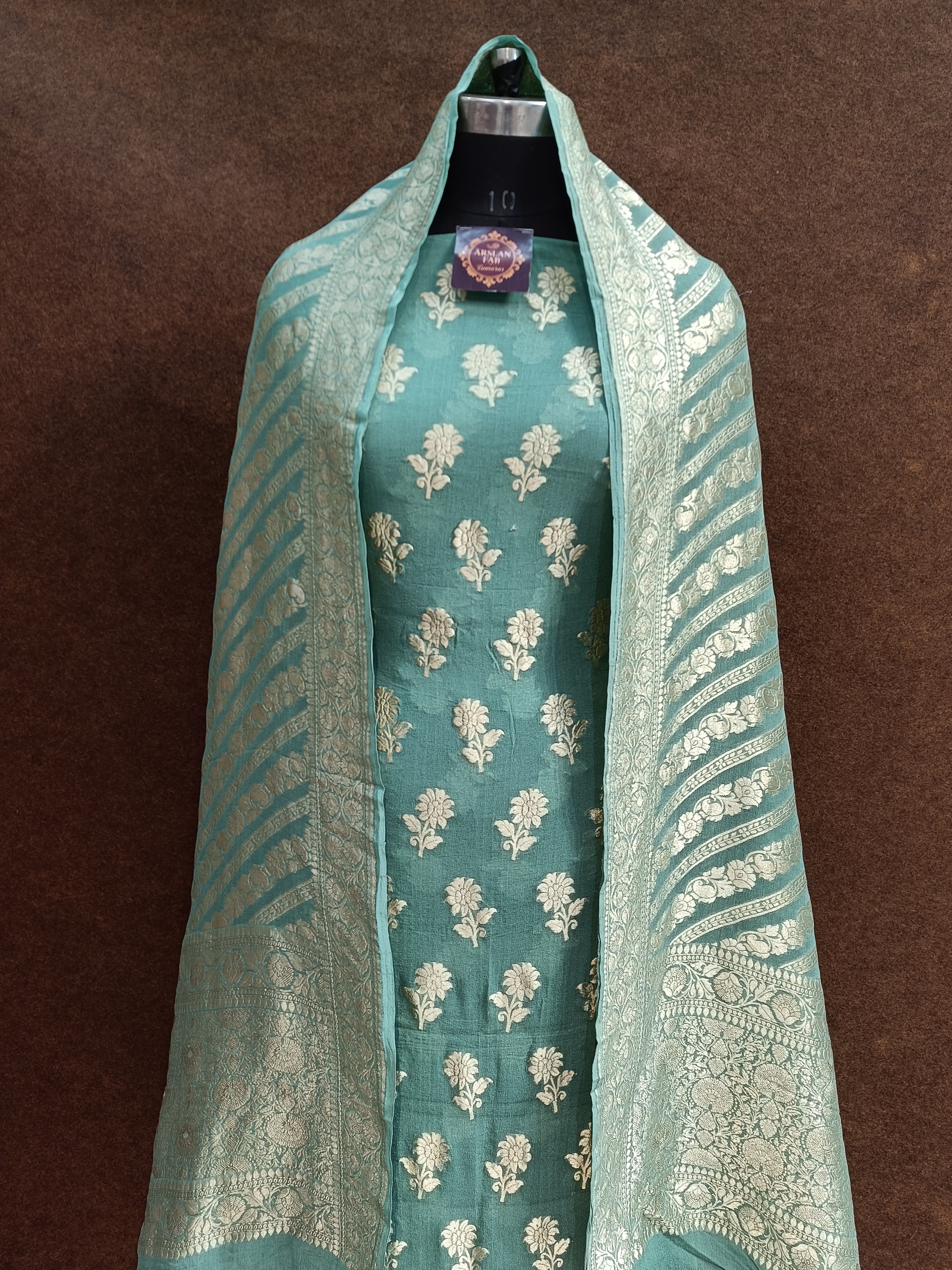 Banarasi Pure Georjette C Green Suit