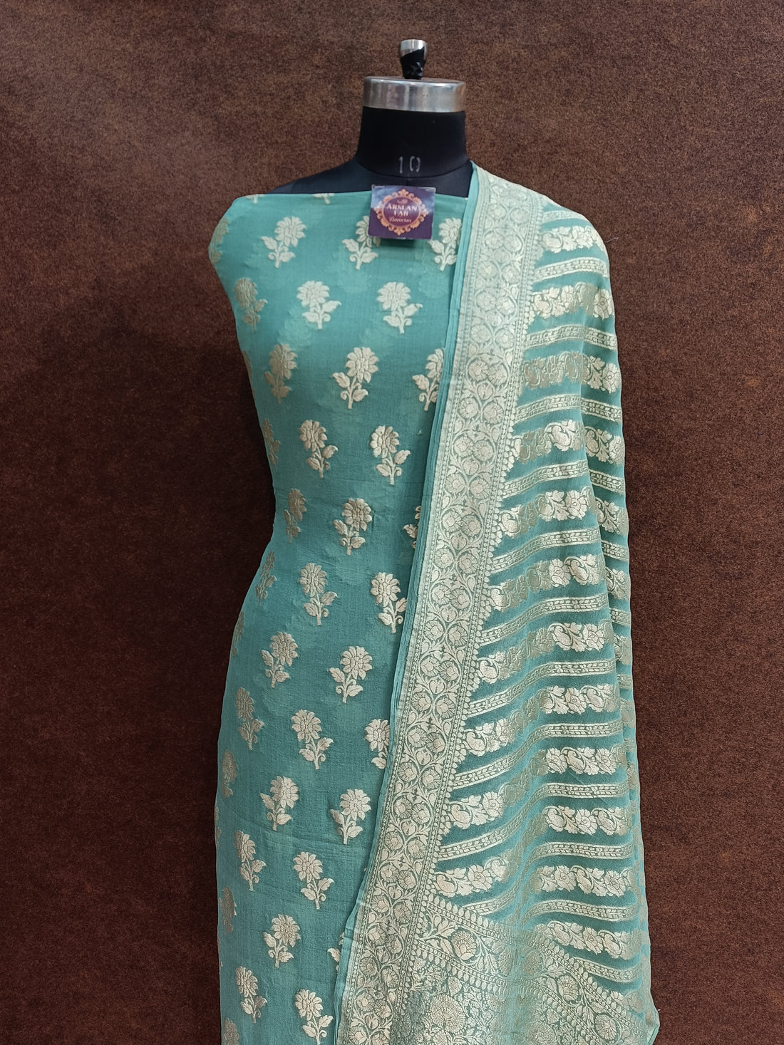 Banarasi Pure Georjette C Green Suit