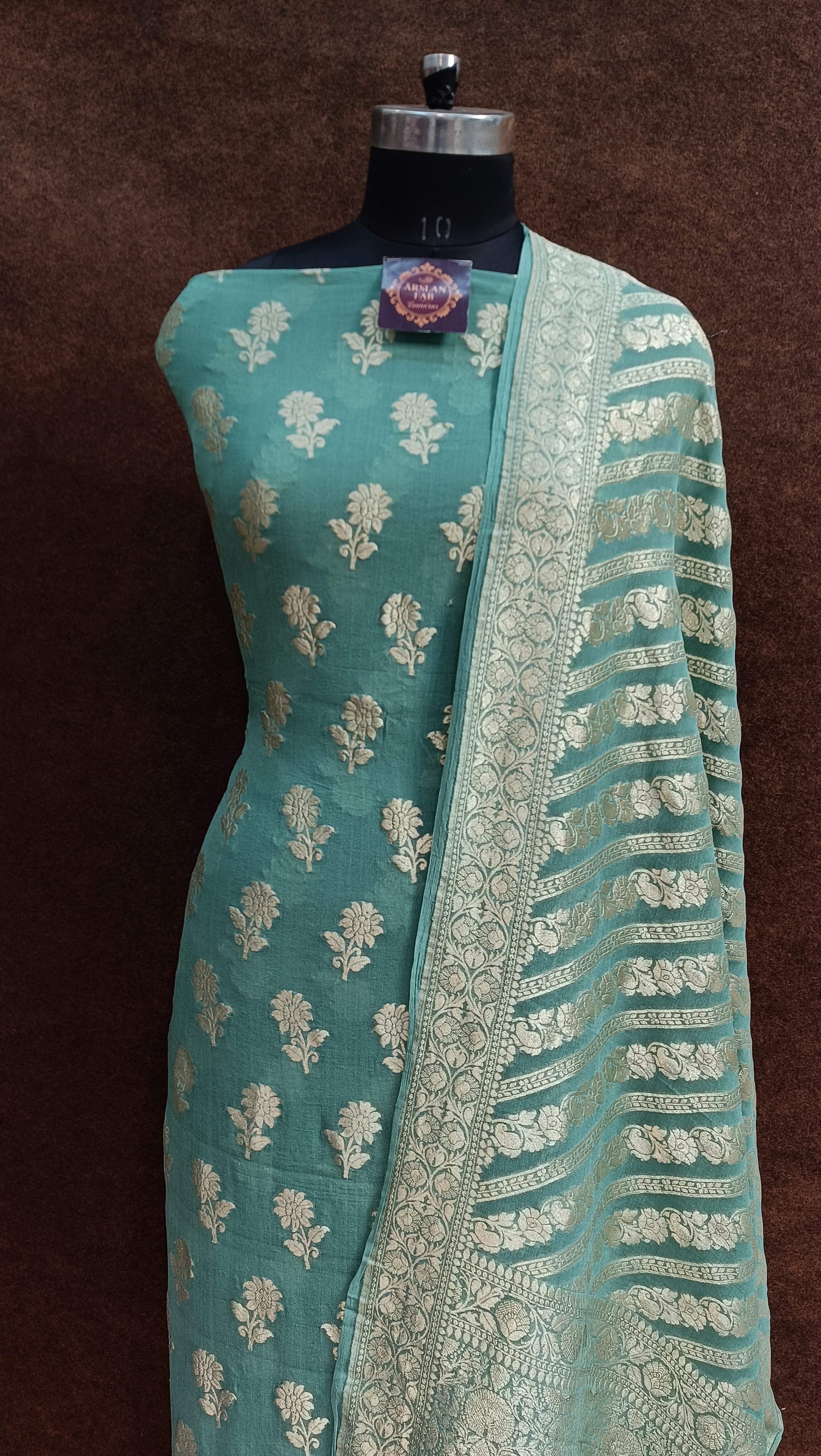 Banarasi Pure Georjette C Green Suit