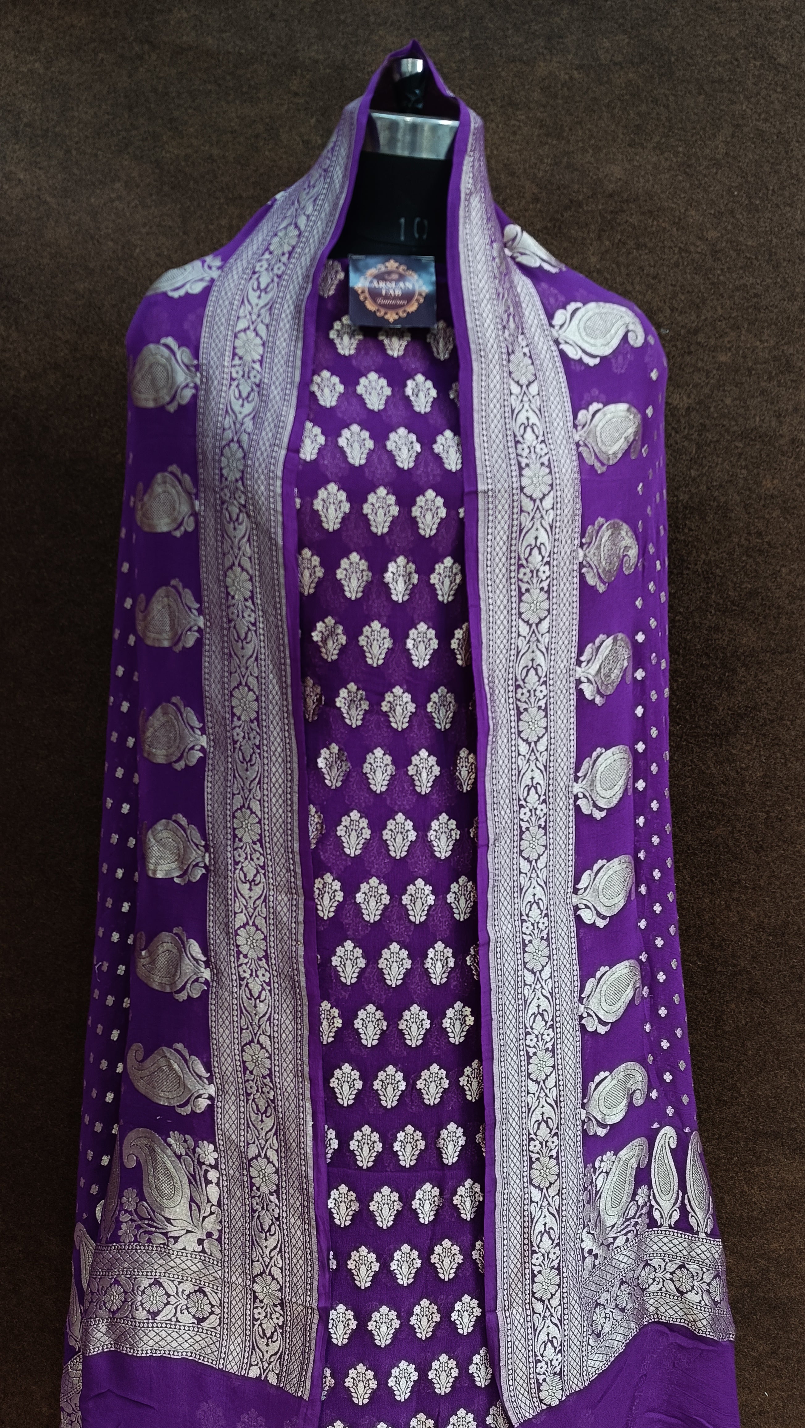 Banarasi Pure Khaddi Georjette Purple Suit