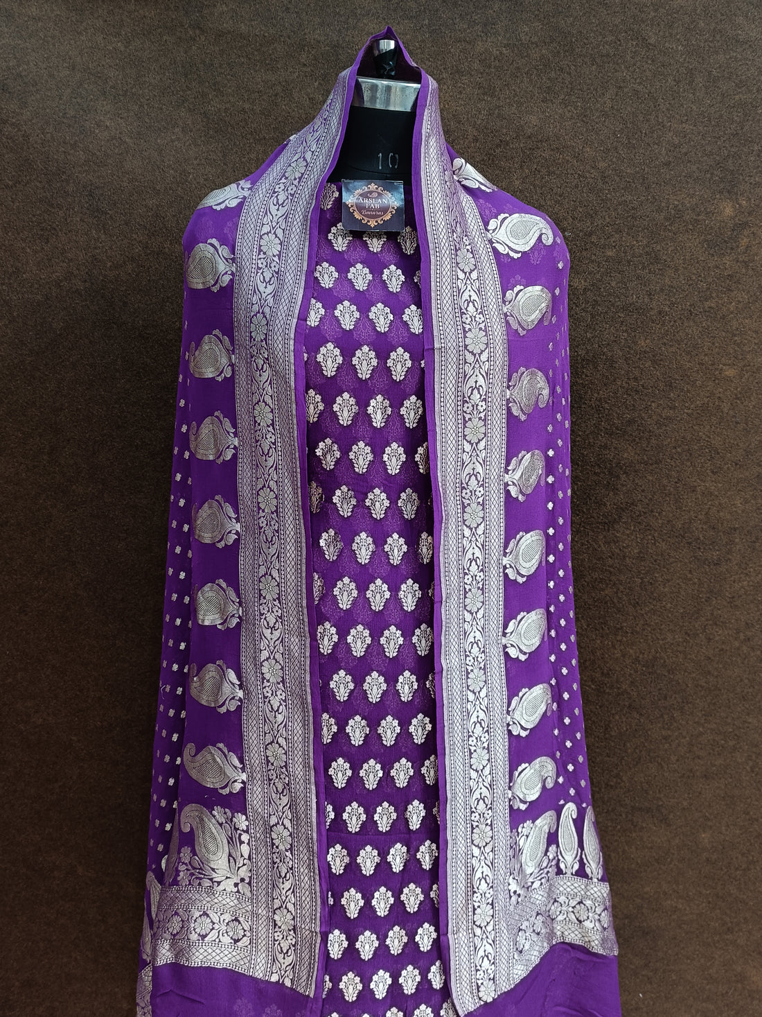 Banarasi Pure Khaddi Georjette Purple Suit