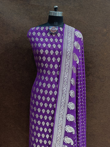 Banarasi Pure Khaddi Georjette Purple Suit