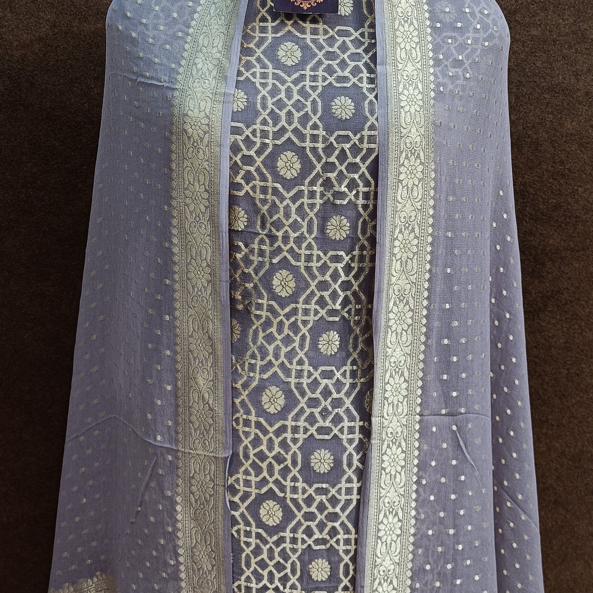 Banarasi Pure Khaddi Georjette Lavender Light Purple Suit