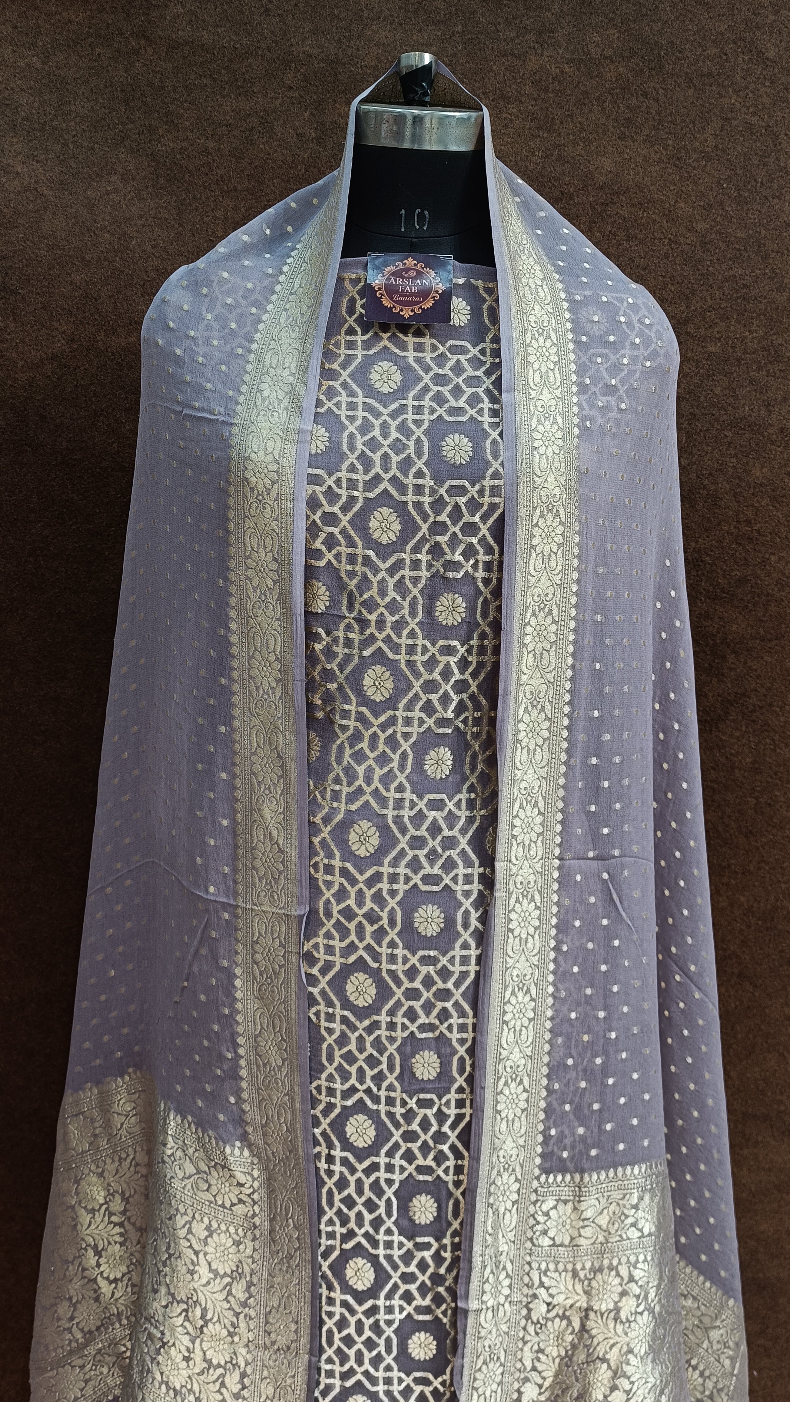 Banarasi Pure Khaddi Georjette Lavender Light Purple Suit